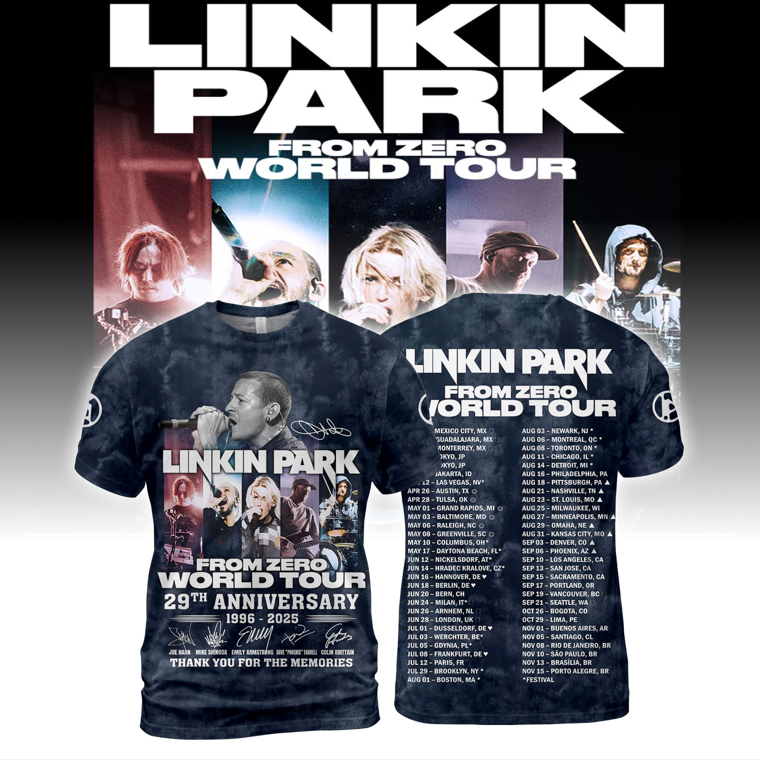 Linkin Park Fromzero World Tour 2025 Navy Shirt