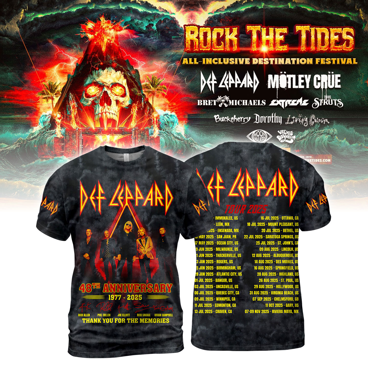 Def Leppard Tour 2025 T-Shirt For Men