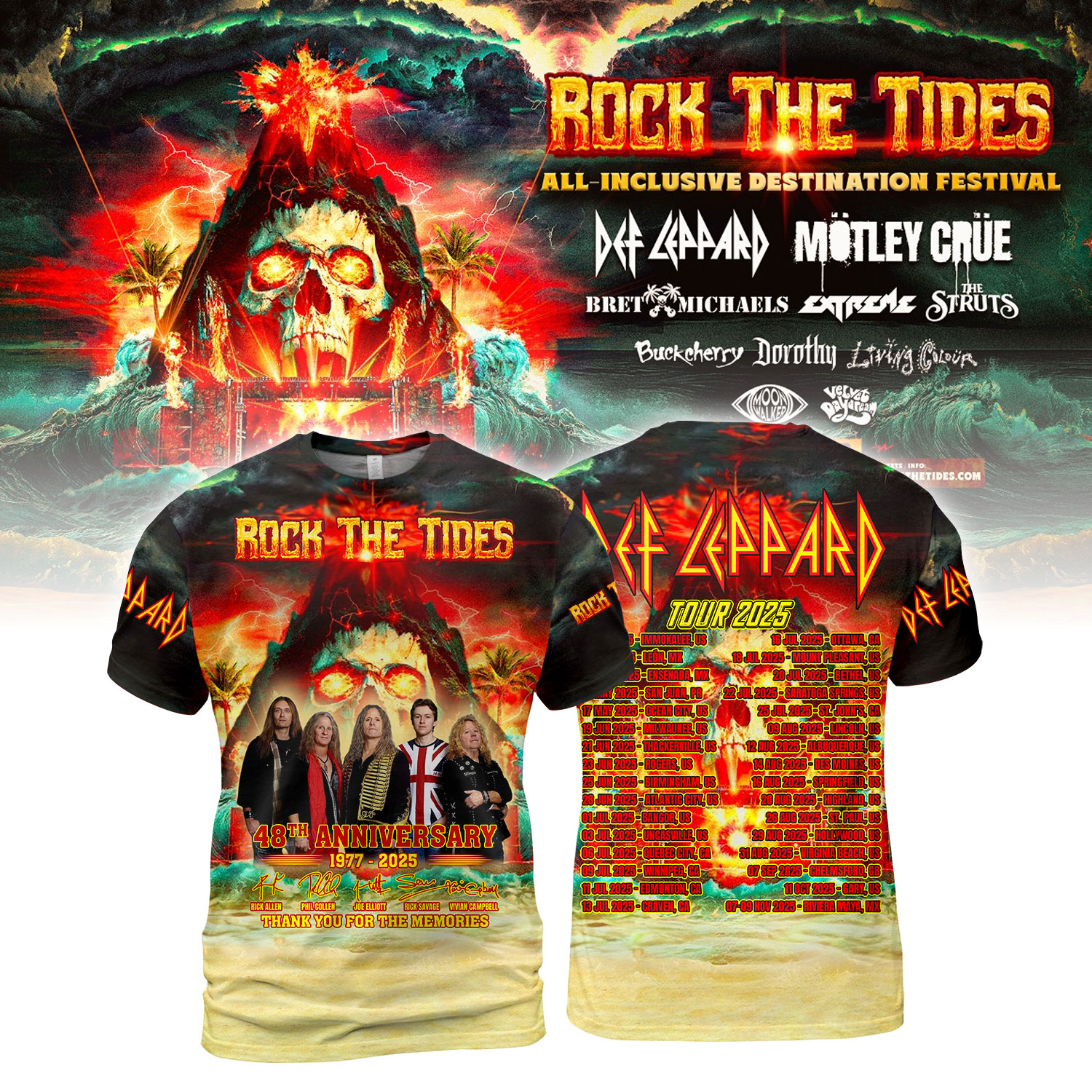 Def Leppard Tour 2025 Aop 3D T-Shirt