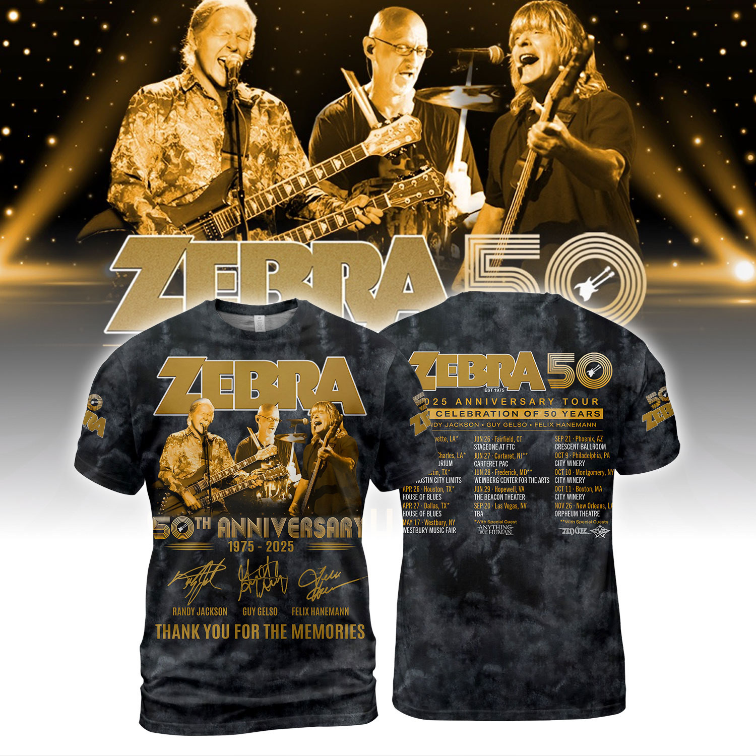 Rock Legends Zebra Band 50Th Anniversary Tour Aop 3D T-Shirt