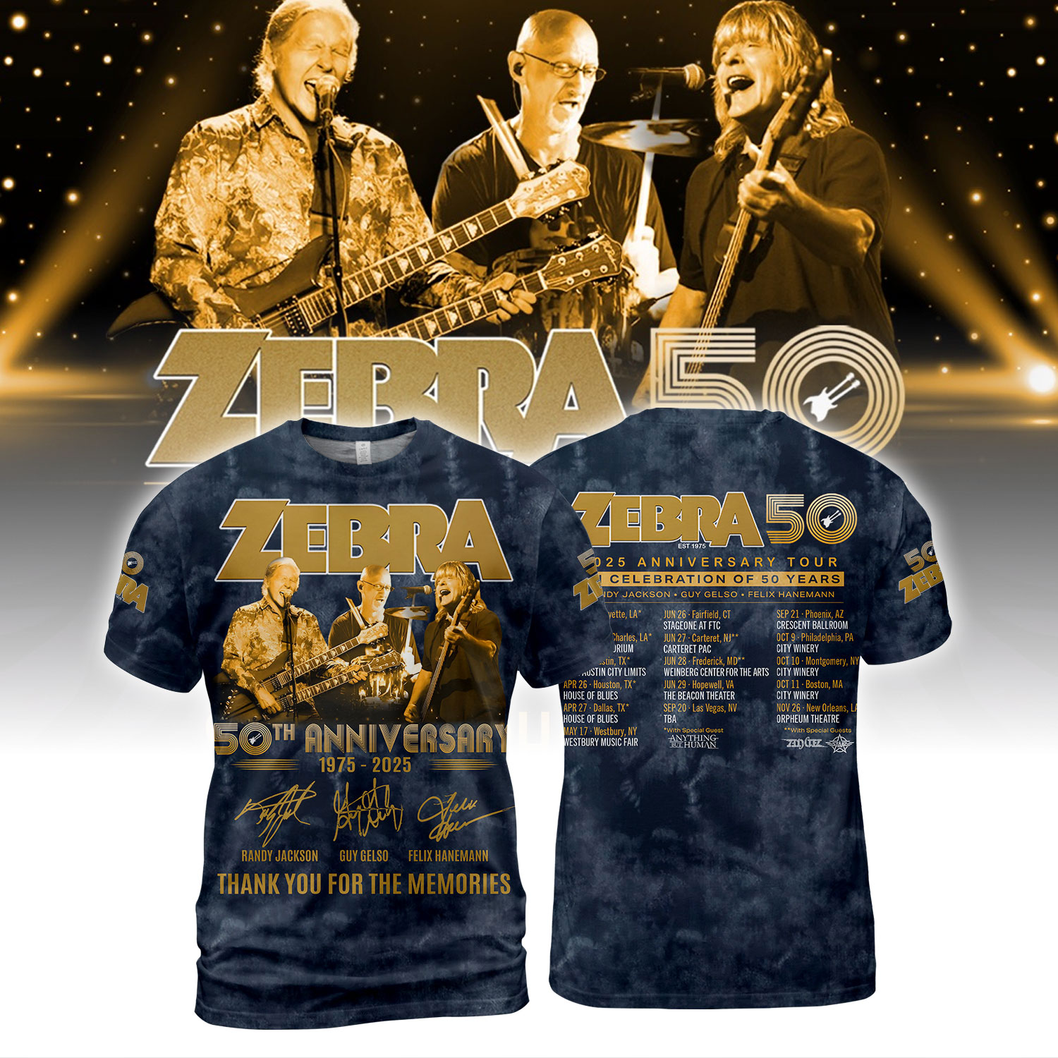 Rock Legends Zebra Band 50Th Anniversary Tour Aop Shirt
