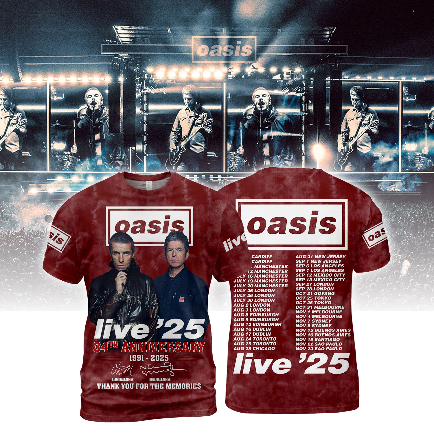 Oasis Live 25 Tour Shirt Red