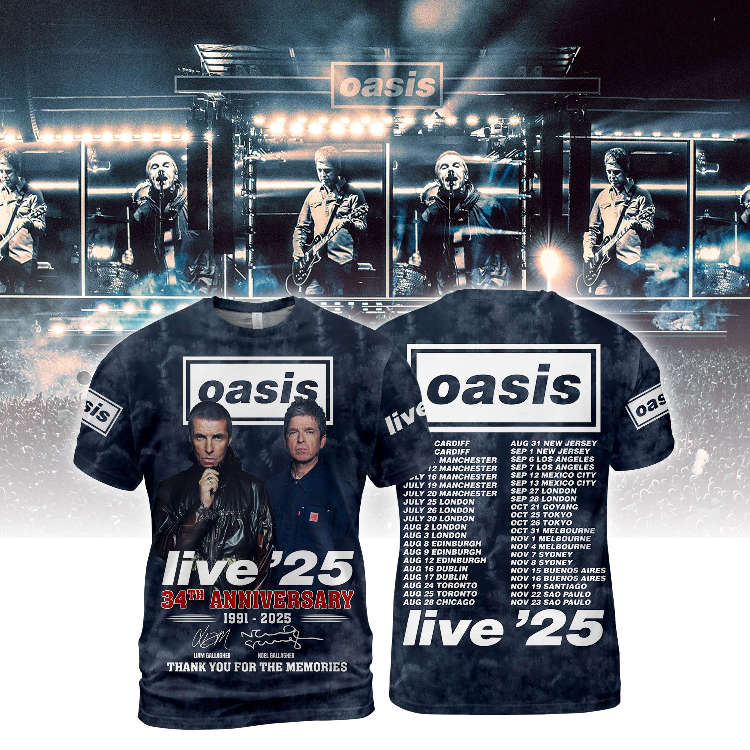 Oasis Live 25 Tour 2025 Shirt Navy