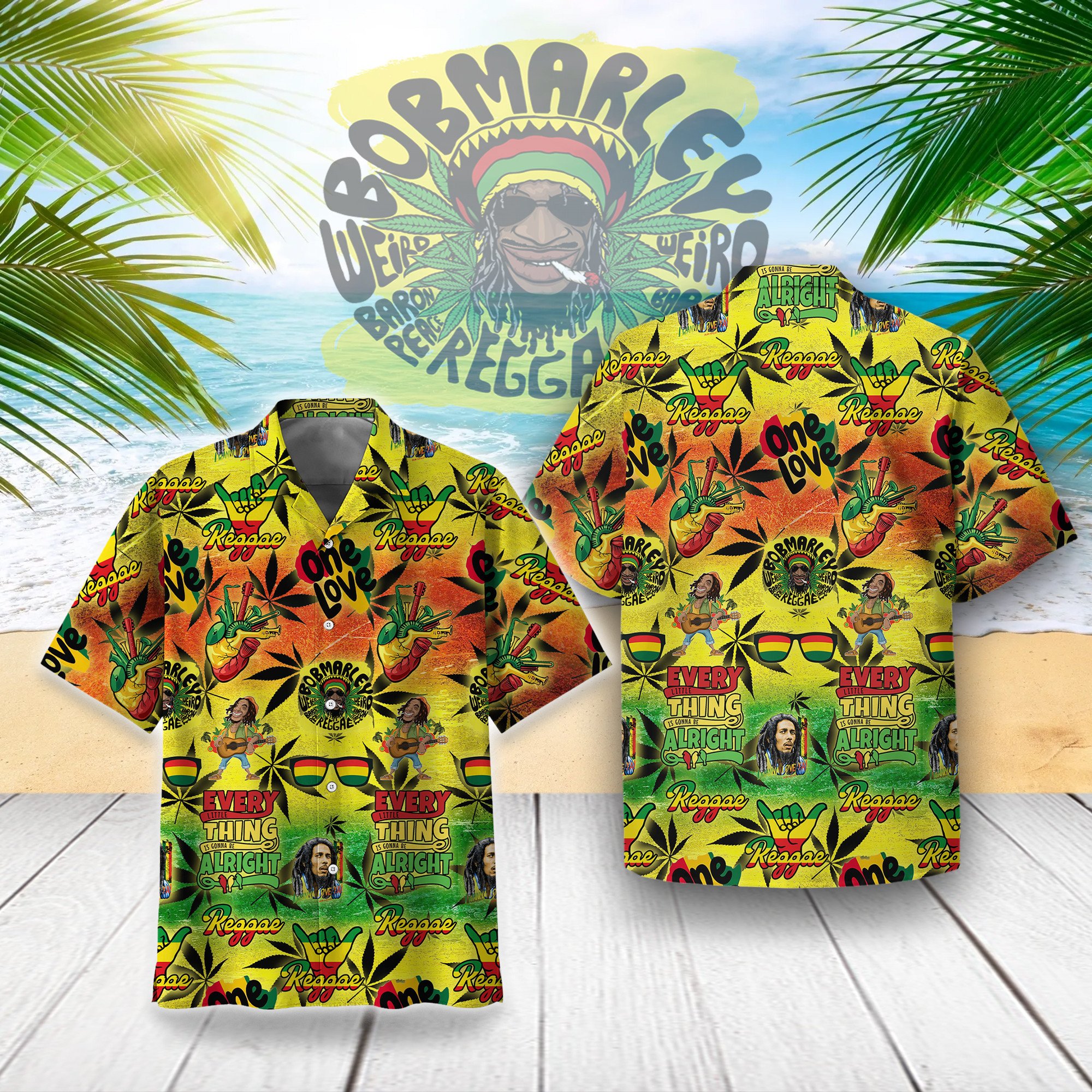 Bob Marley Music Button Down Shirt