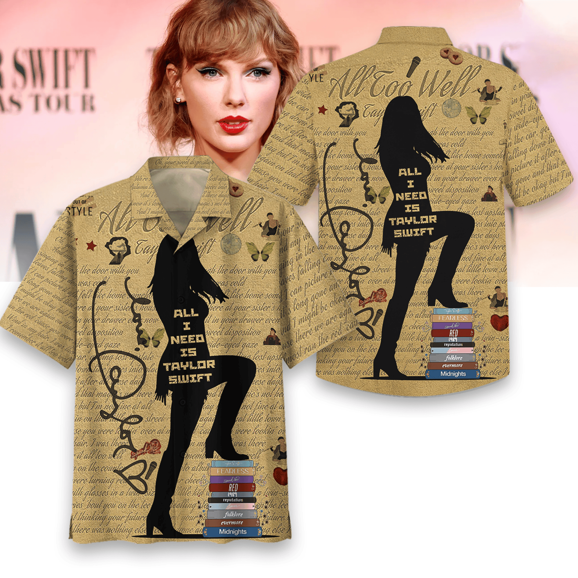 Taylor Swift Music Button Down Shirt