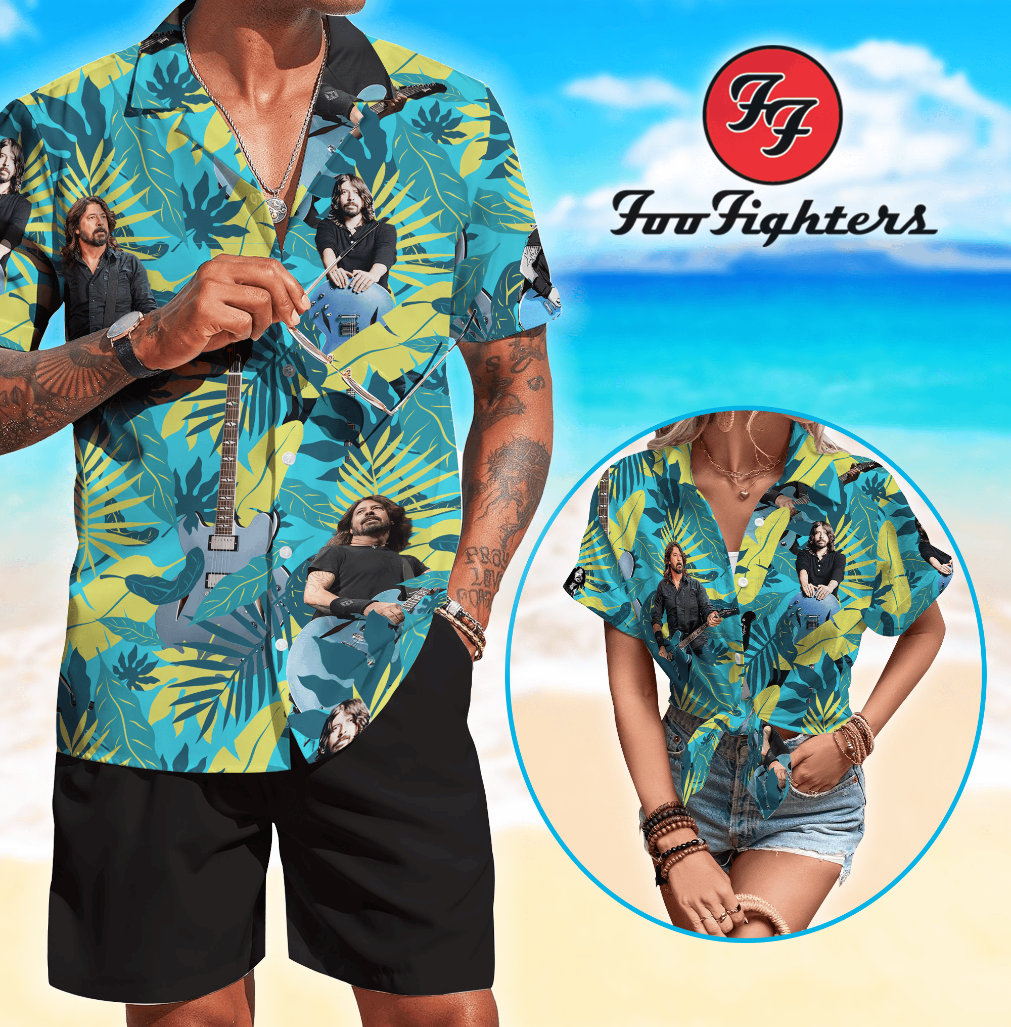Foo Fighters Music Button Down Shirt