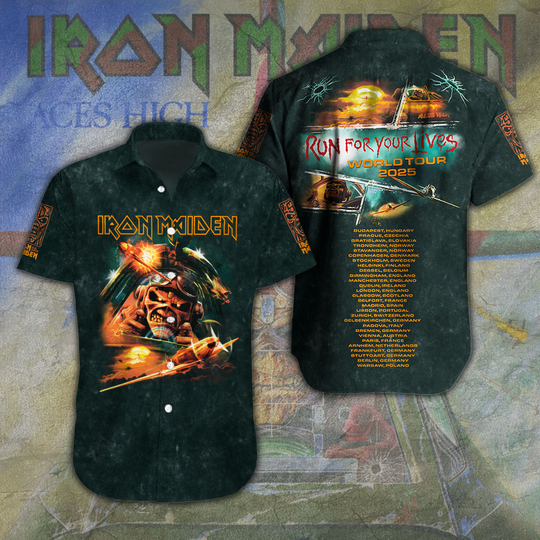 Iron Maiden Short Sleeve Button Down Shirt