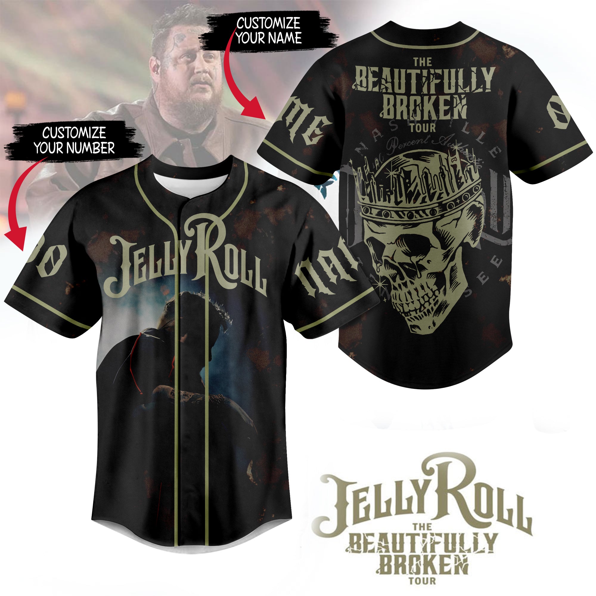 Jelly Roll The Beautifully Broken Tour Personalized Baseball Jersey For Fans