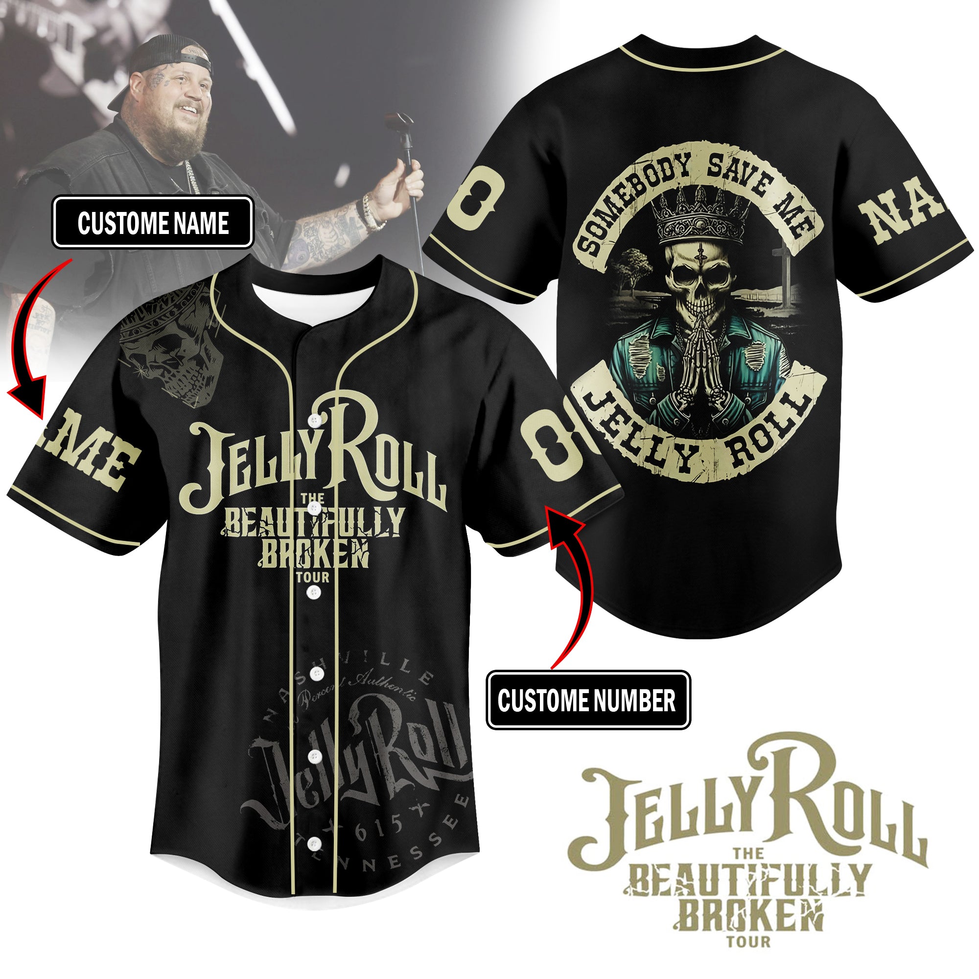 Jelly Roll Somebody Save Me Shirt Personalized Baseball Jersey For Fans