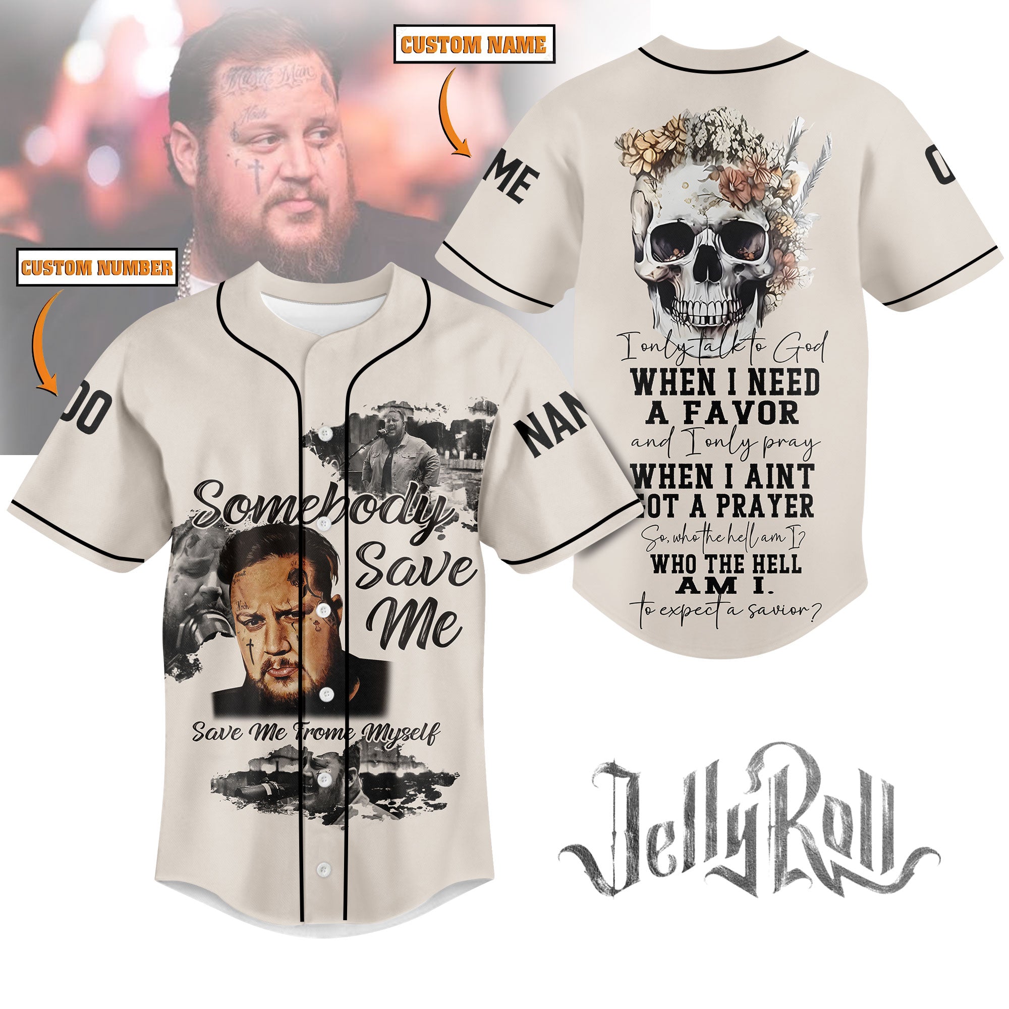 Jelly Roll Somebody Save Me Personalized Baseball Jersey For Fans