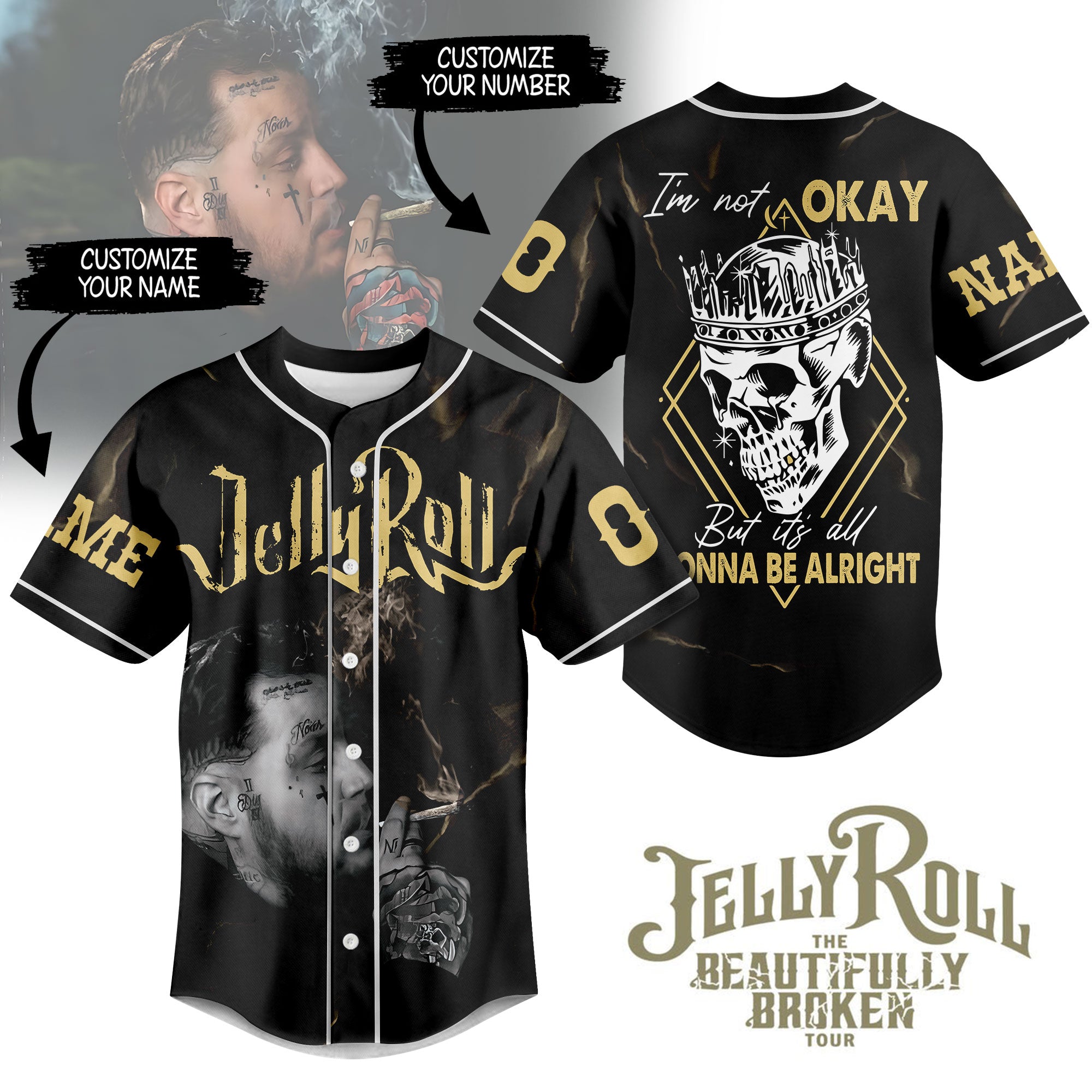 Jelly Roll I Am Not Okay Personalized Baseball Jersey For Fans