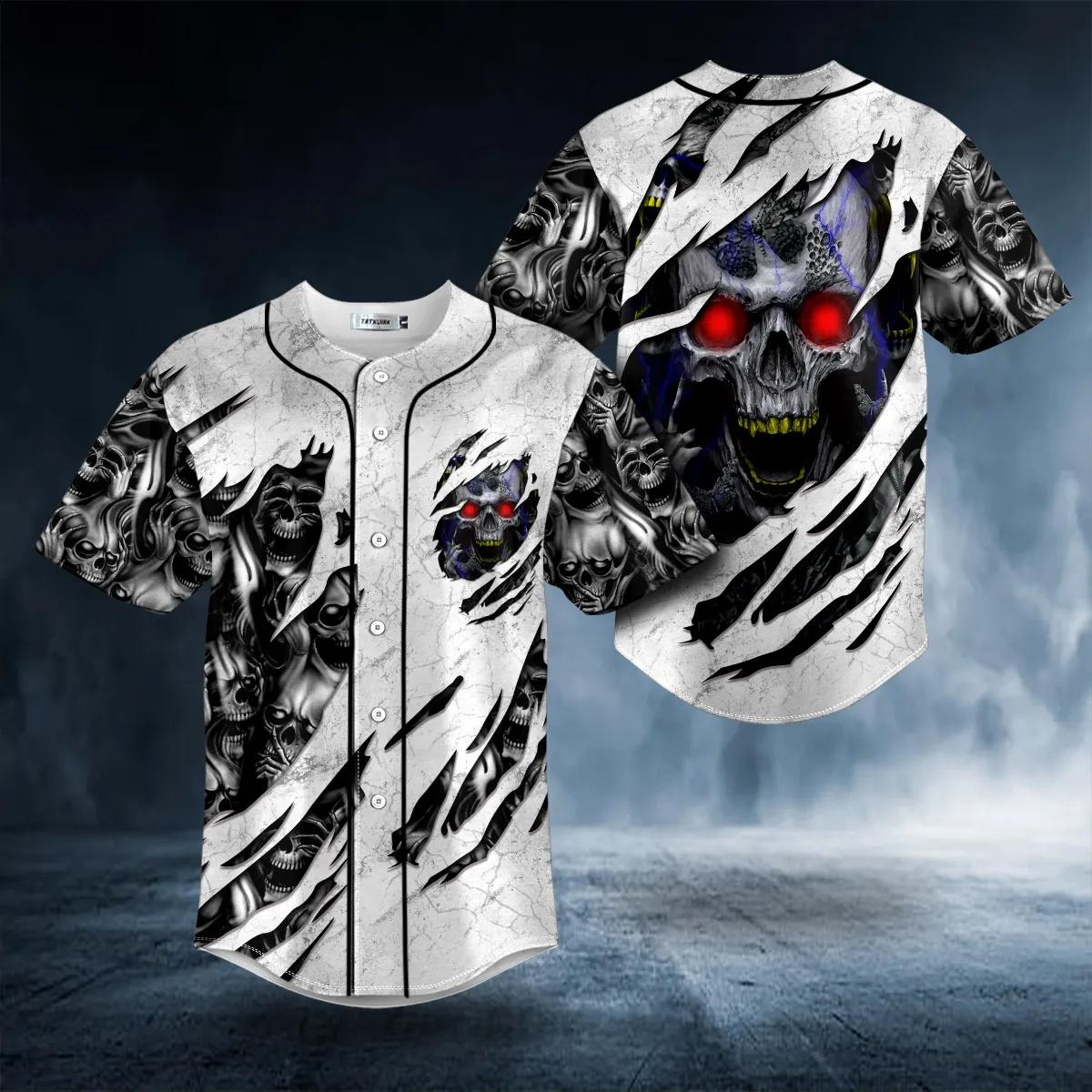 Red Eyes Skull Personalized Baseball Jersey For Fans