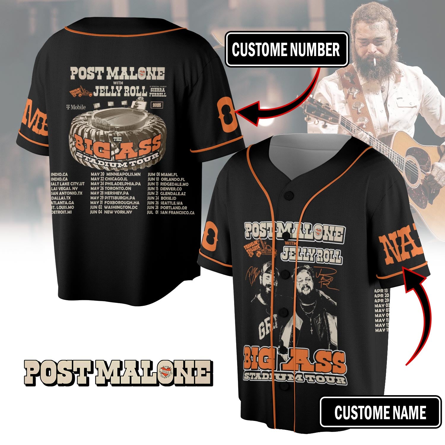 Post Malone Personalized Baseball Jersey For Fans