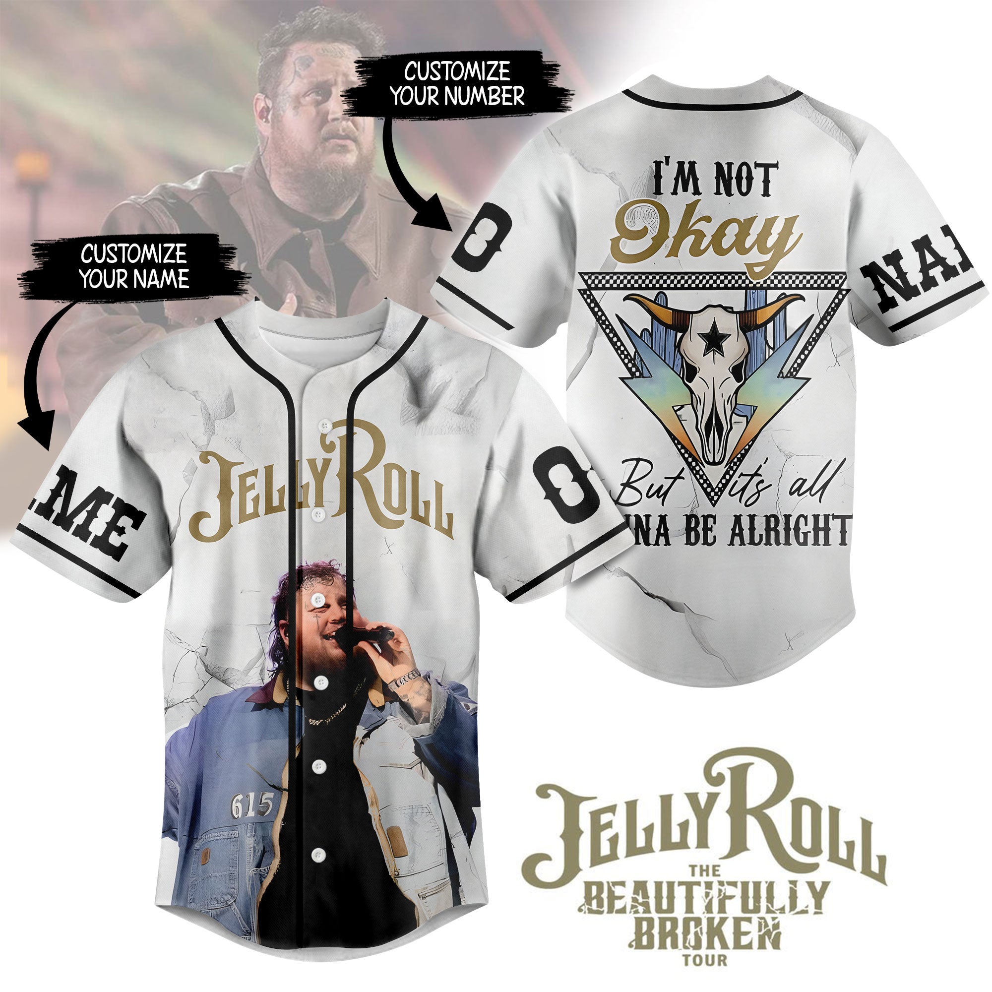 Jelly Roll I Am Not Okay Personalized Baseball Jersey For Fans