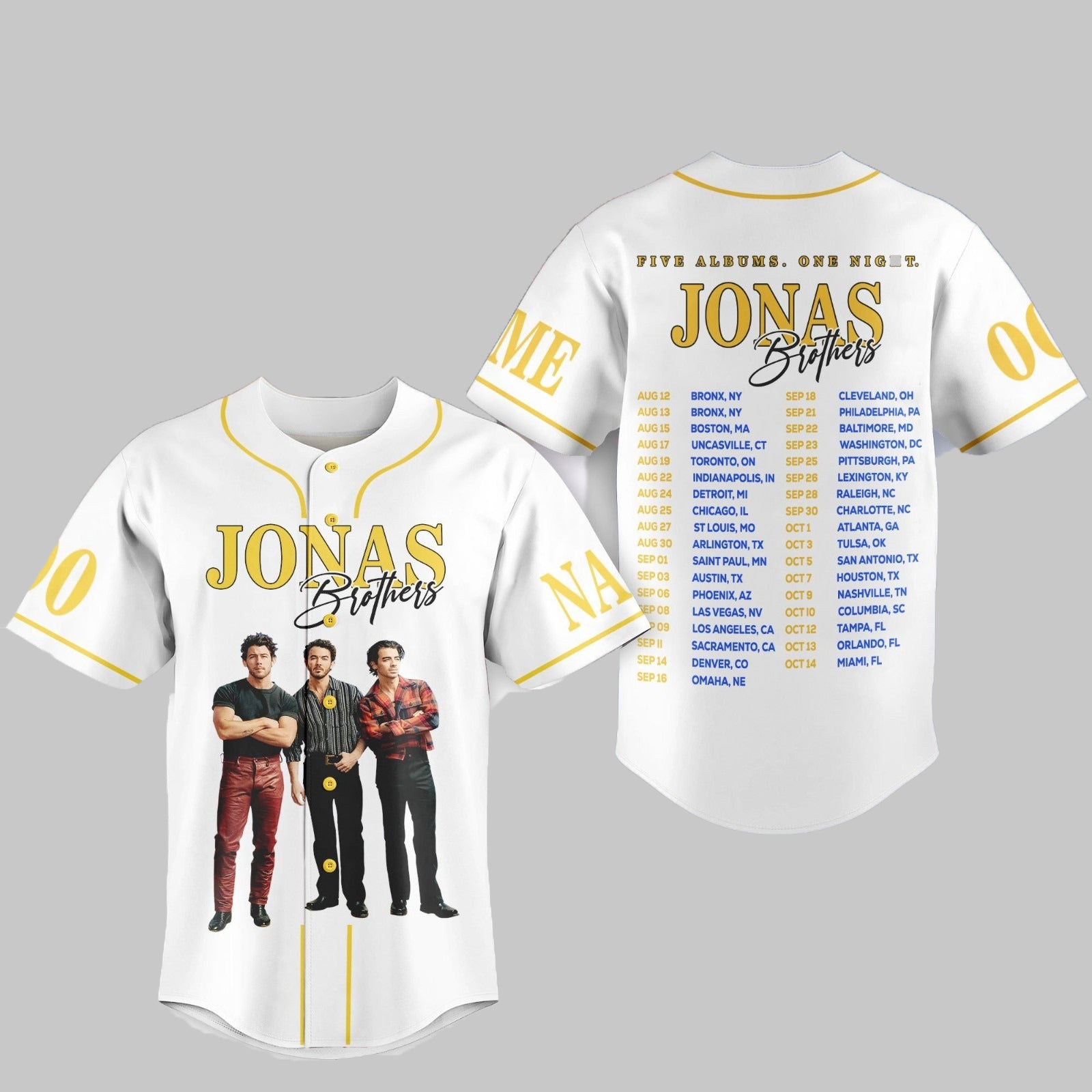 Jonas Brothers Five Albums One Night Personalized Baseball Jersey For Fans