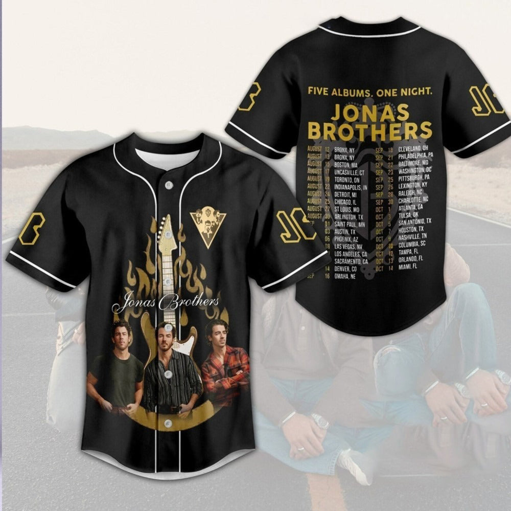 Jonas Brothers Five Albums One Night Personalized Baseball Jersey For Fans