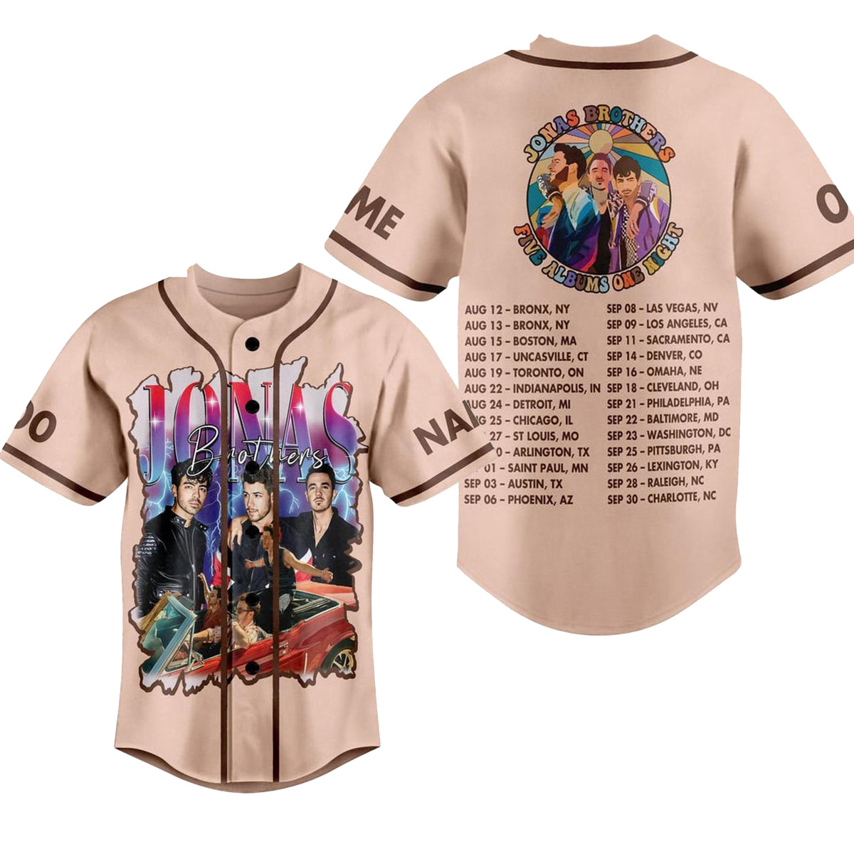 Jonas Brothers Five Albums One Night Personalized Baseball Jersey For Fans
