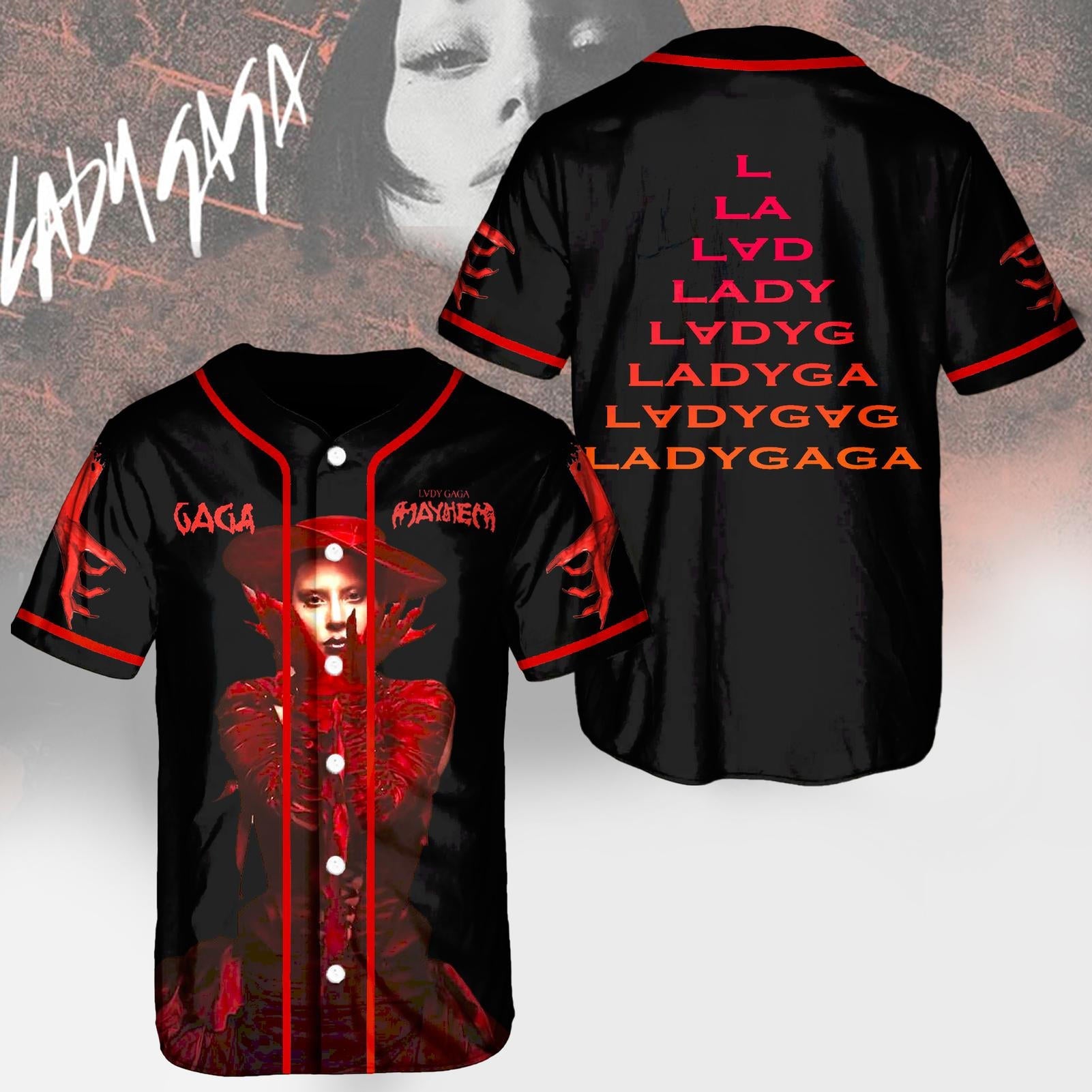 Lady Gaga Mayhem Tour Personalized Baseball Jersey For Fans