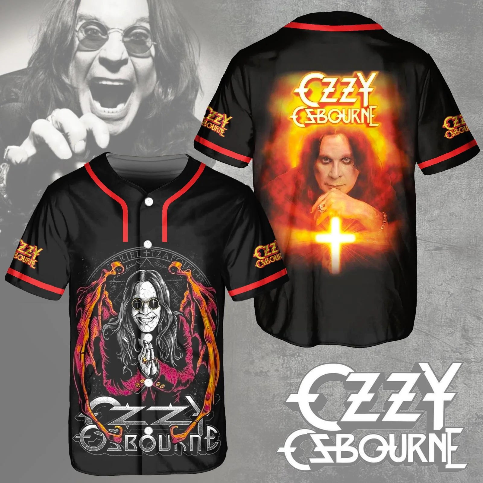 Ozzy Osbourne Fire & Dragon Personalized Baseball Jersey For Fans