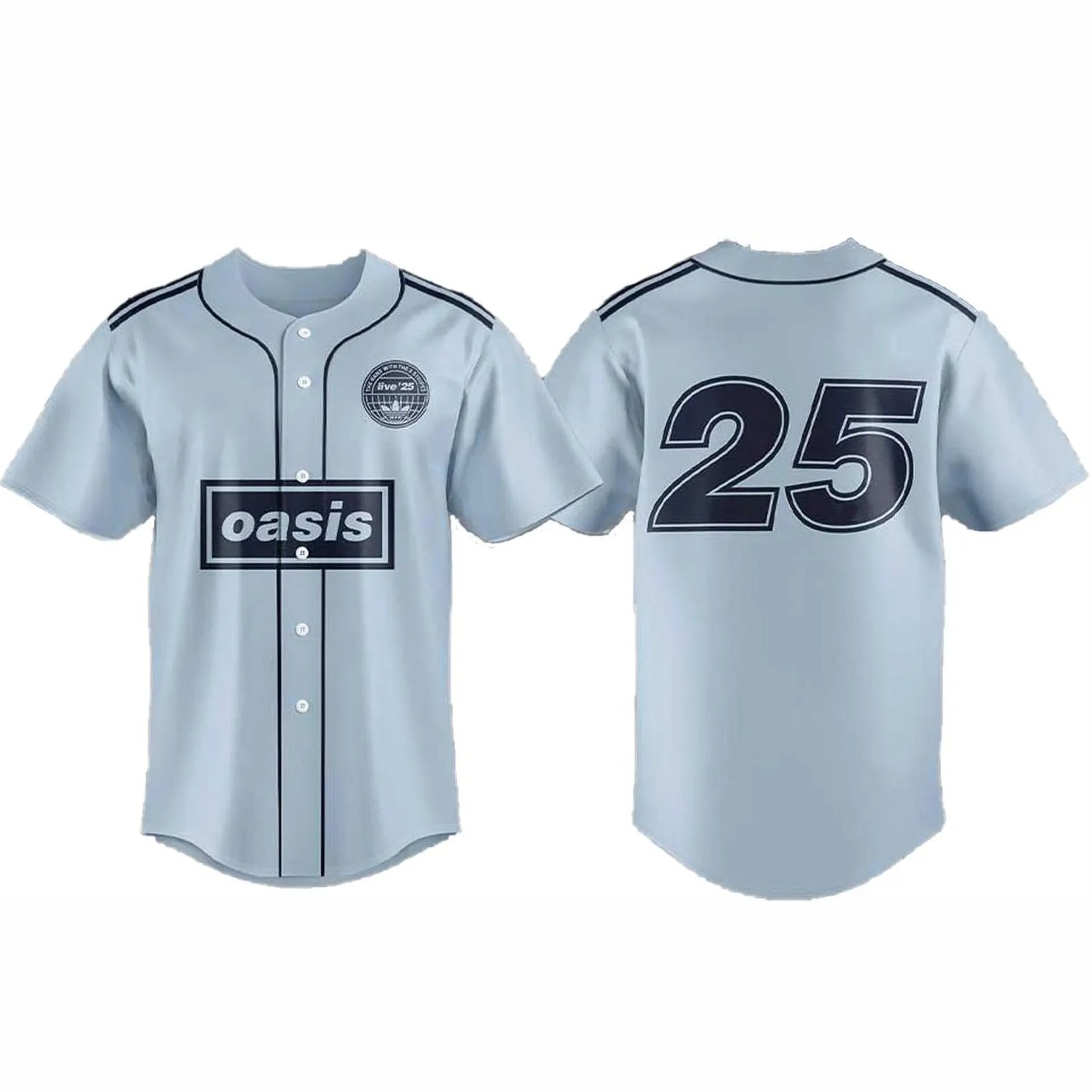 Oasis Live 25Th Tour Ocean Blue Personalized Baseball Jersey For Fans