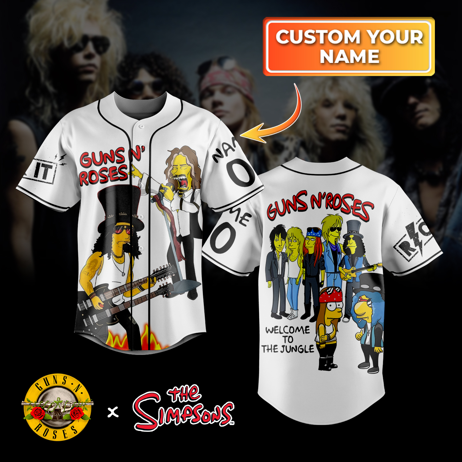 Guns N?Roses X The Simpsons Personalized Baseball Jersey For Fans