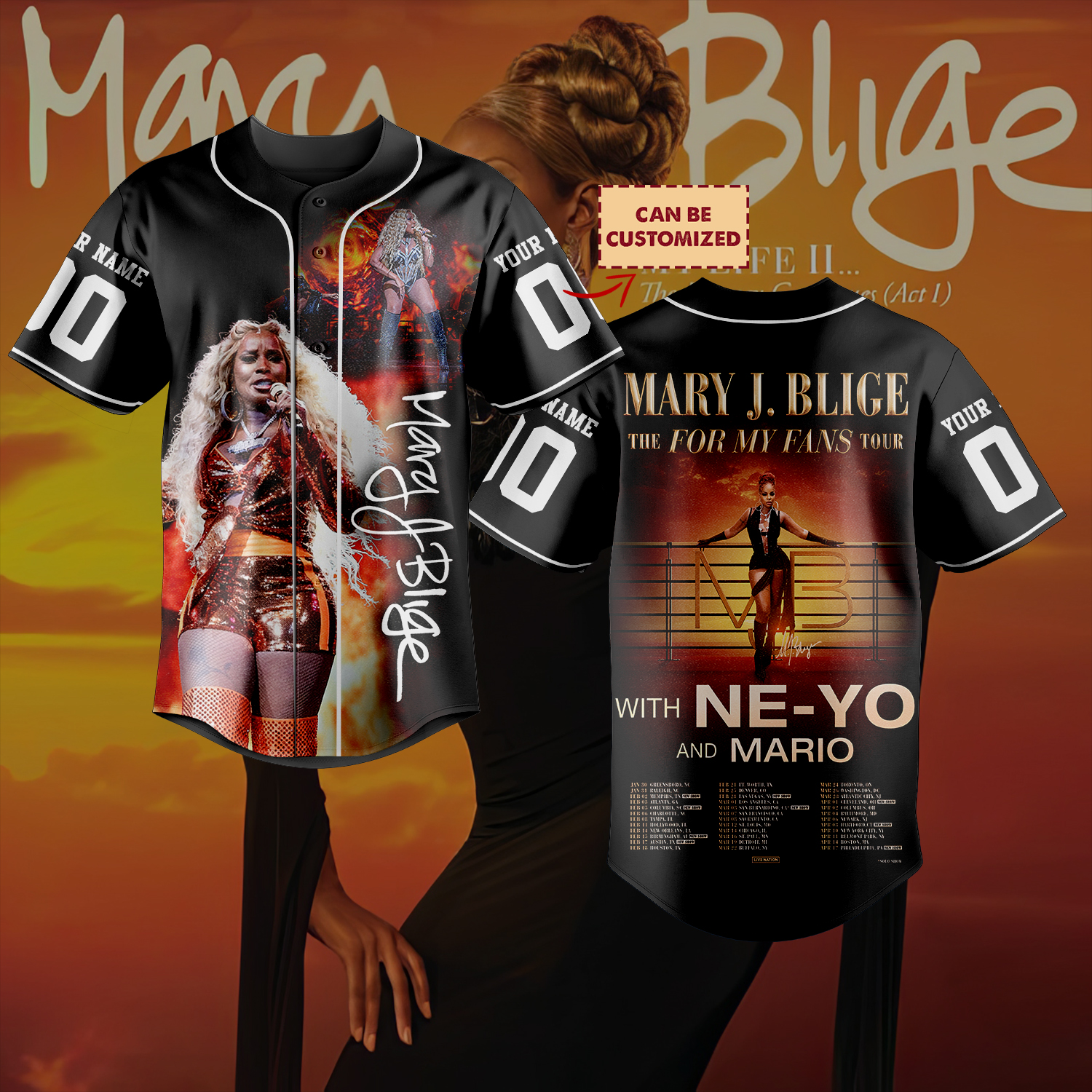 Mary J. Blige Personalized Baseball Jersey For Fan