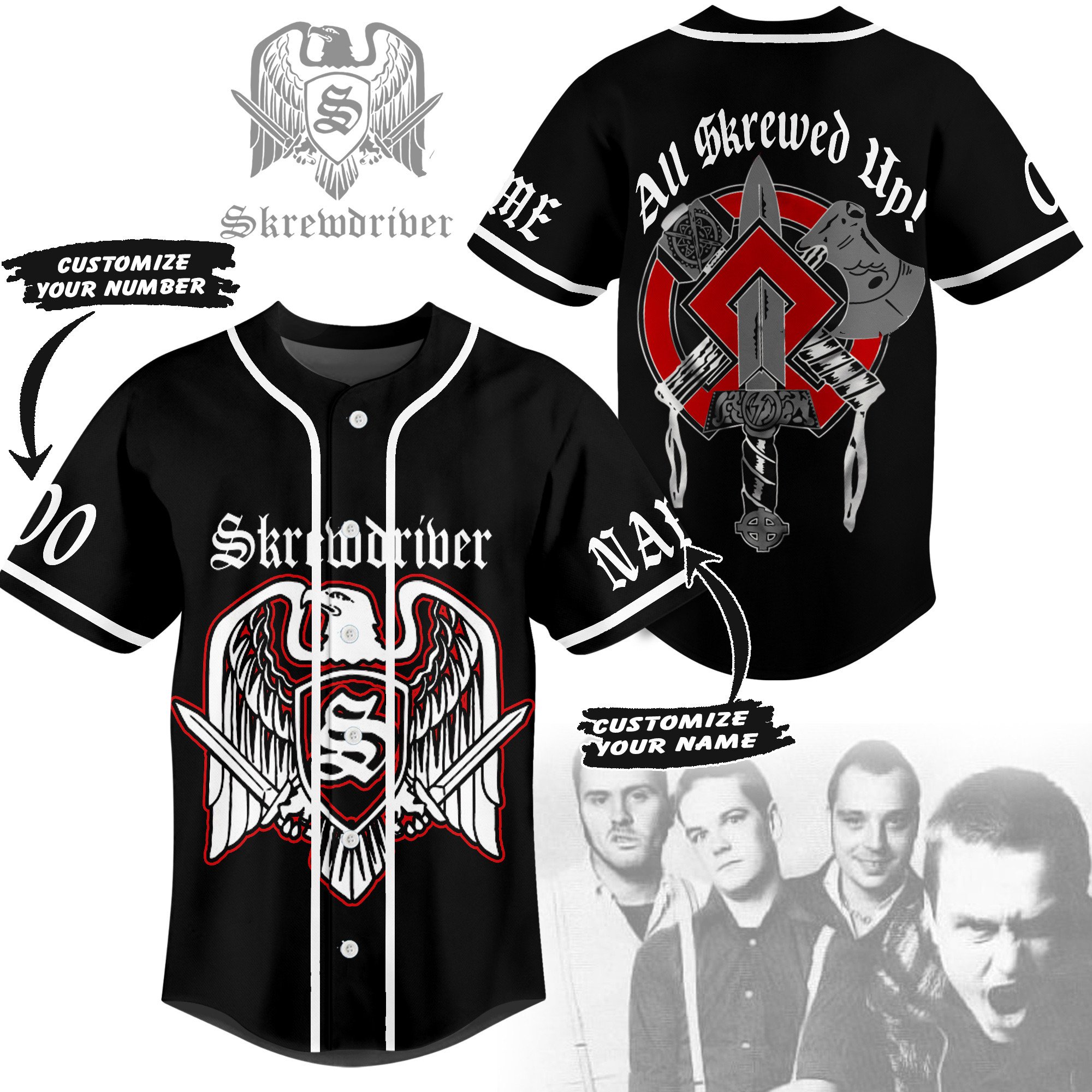 Skrewdriver Baseball Jersey For Fans