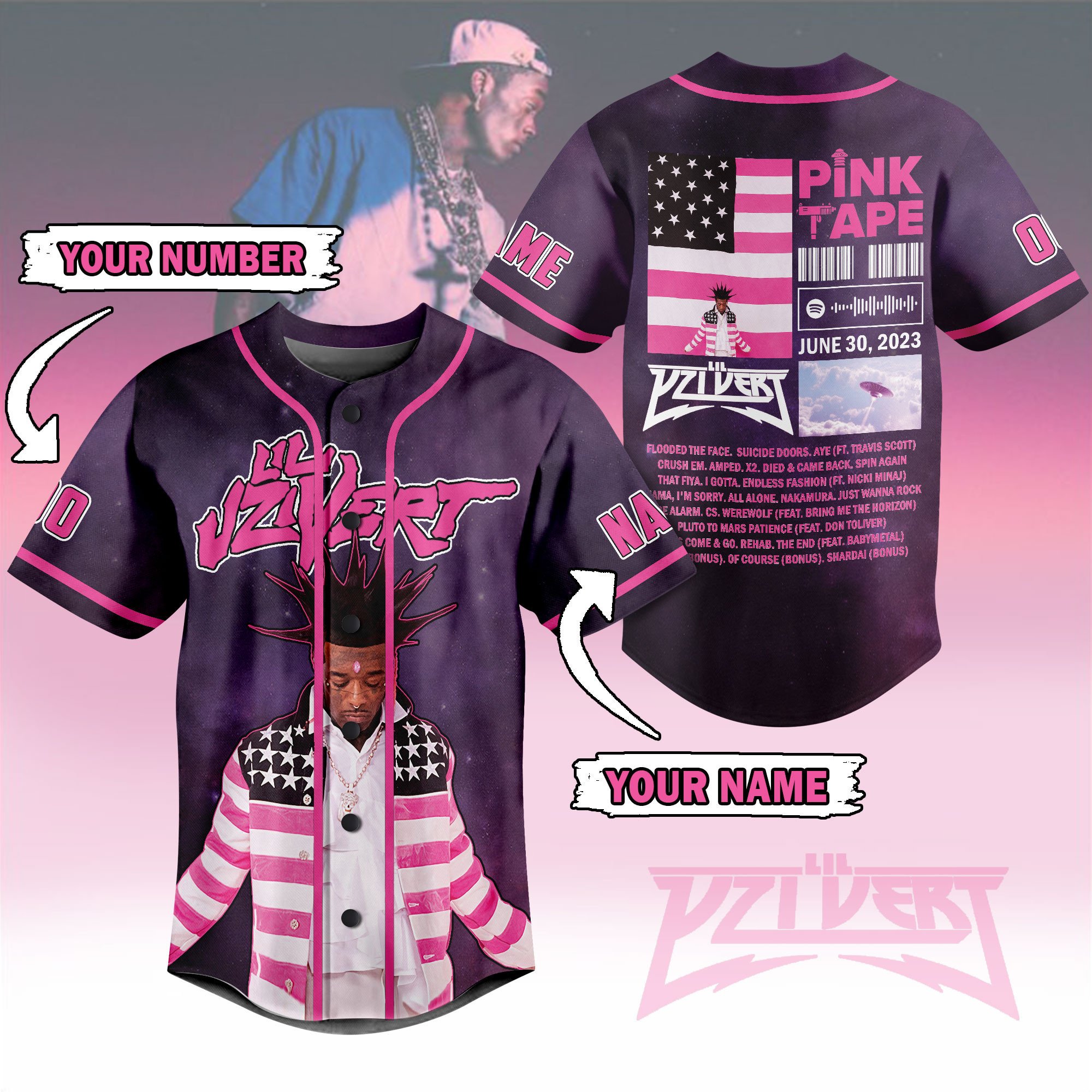 Lil Uzi Vert Baseball Jersey For Fans