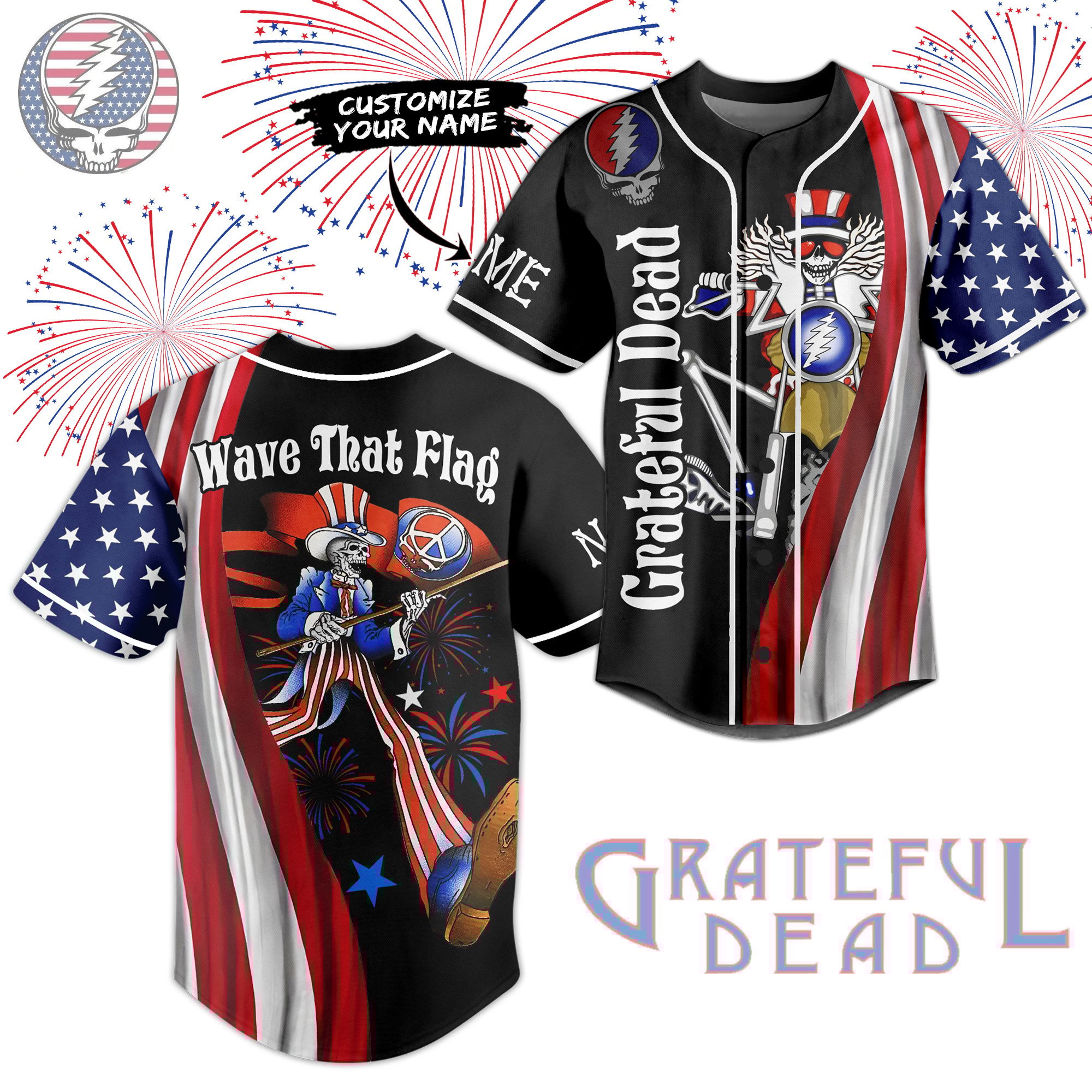 Grateful Dead Baseball Jersey For Fans