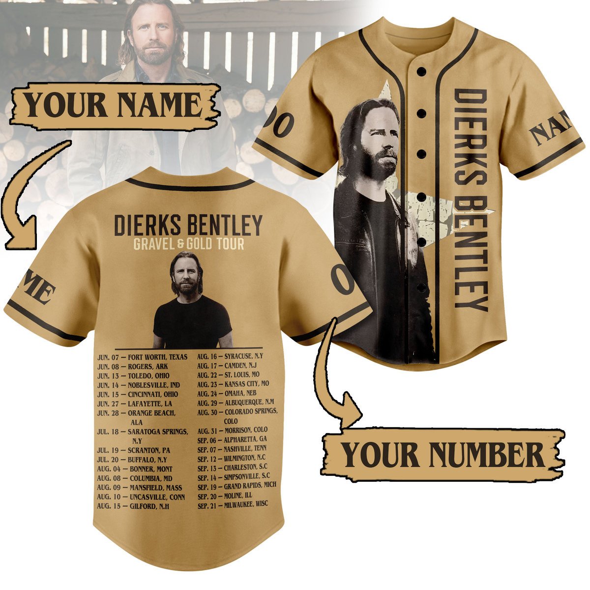 Dierks Bentley Baseball Jersey For Fans