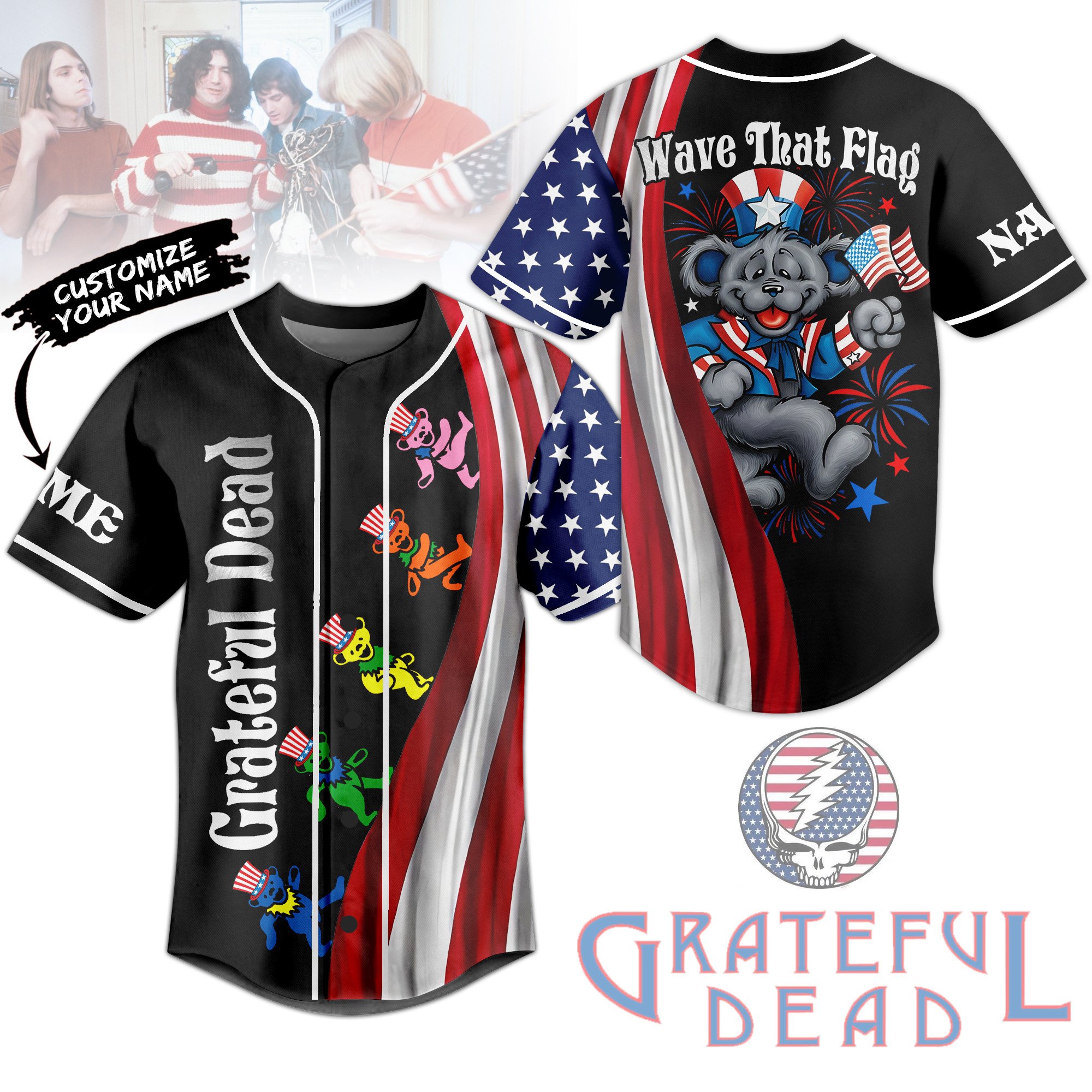 Grateful Dead Baseball Jersey For Fans