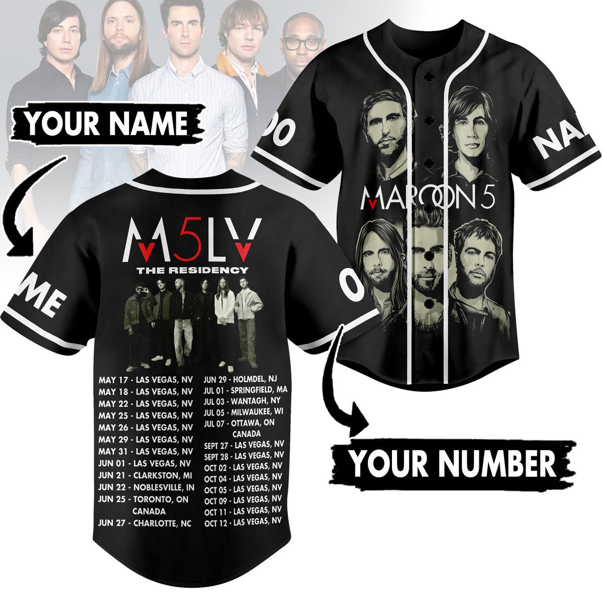 Maroon 5 Baseball Jersey For Fans