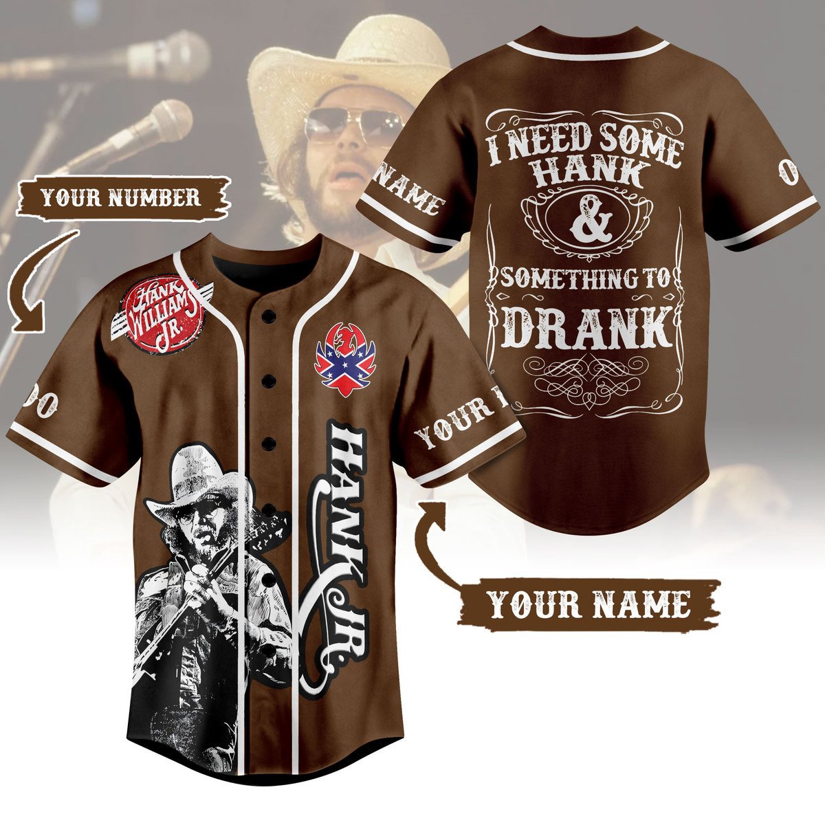 Hank Williams Jr. Baseball Jersey For Fans
