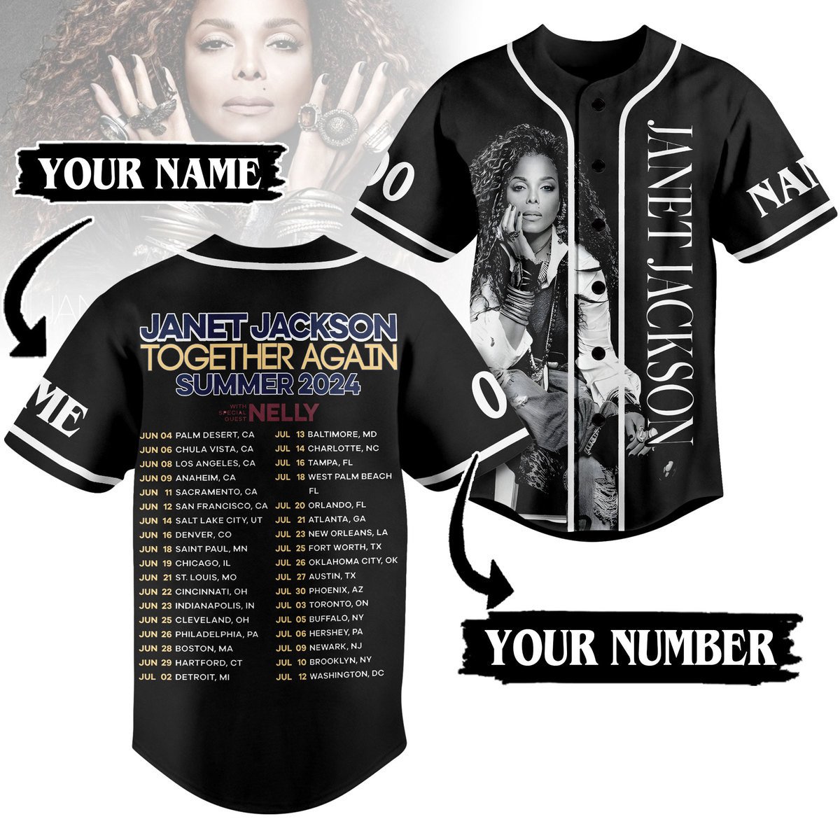 Janet Jackson Baseball Jersey For Fans