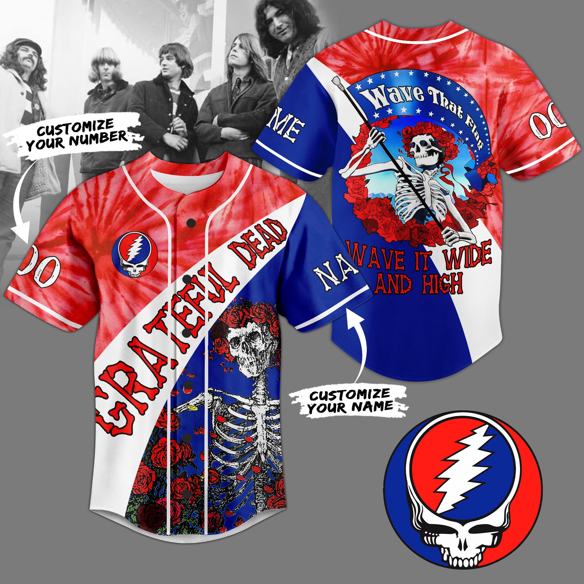 Grateful Dead Baseball Jersey For Fans