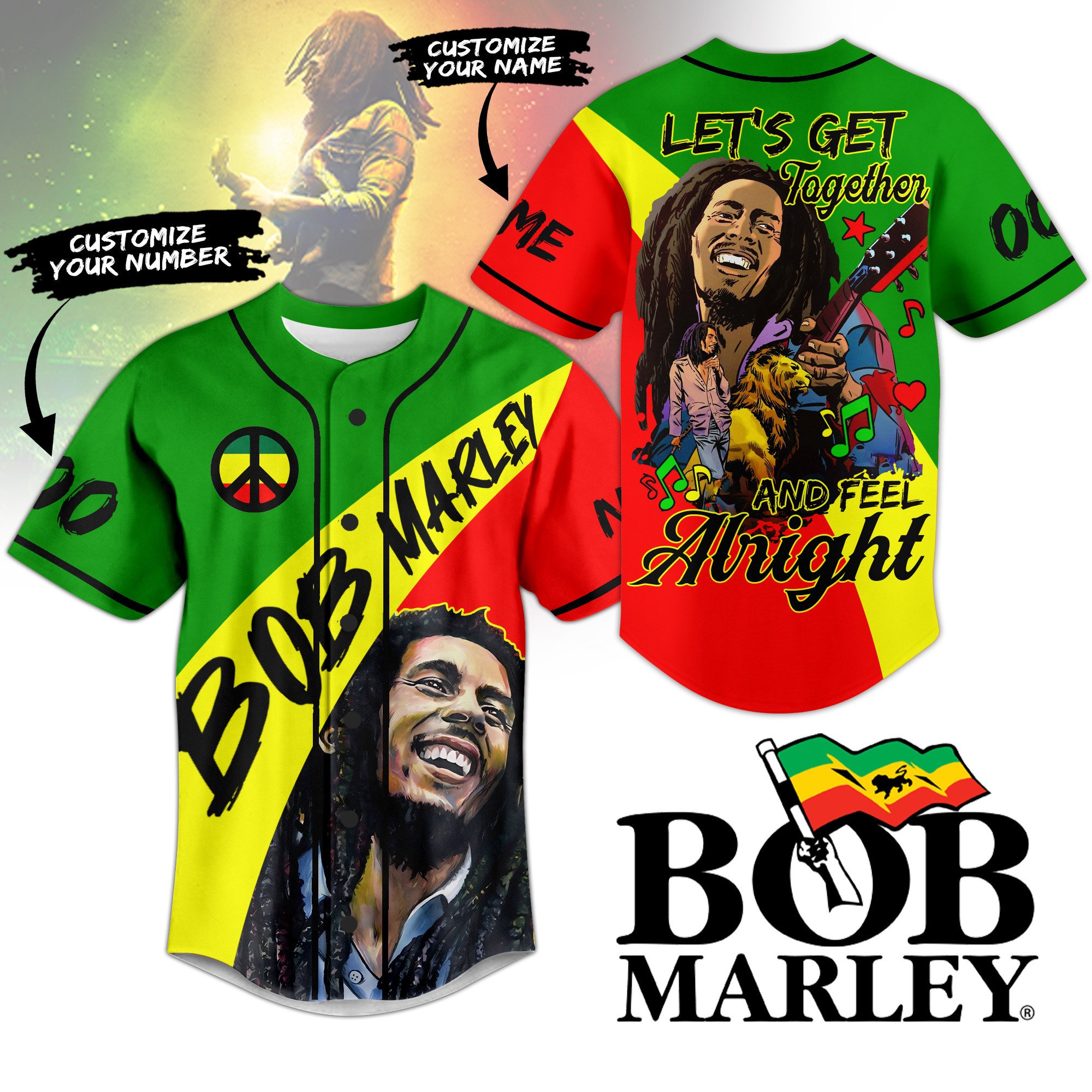 Bob Marley Baseball Jersey For Fans
