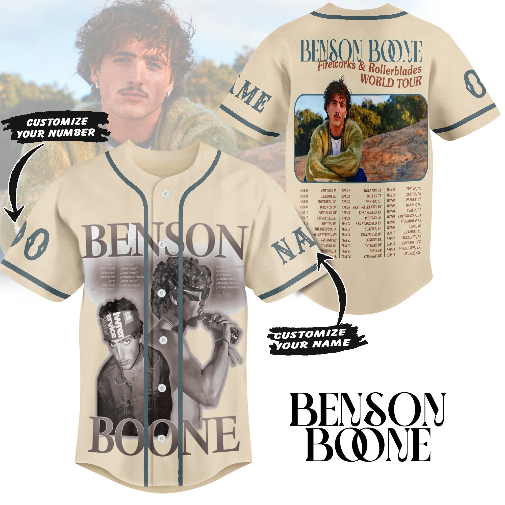 Benson Boone Baseball Jersey For Fans