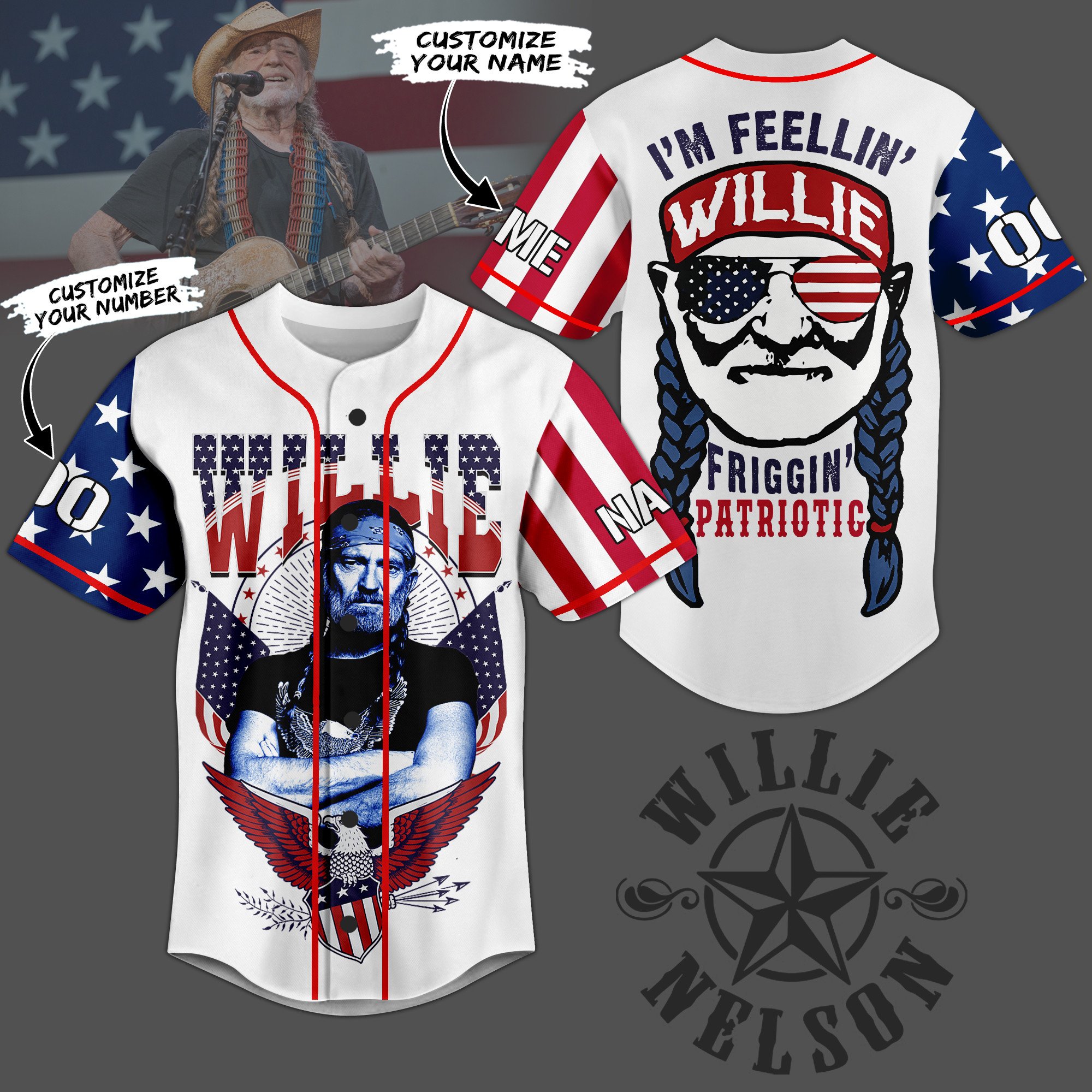 Willie Nelson Baseball Jersey For Fans