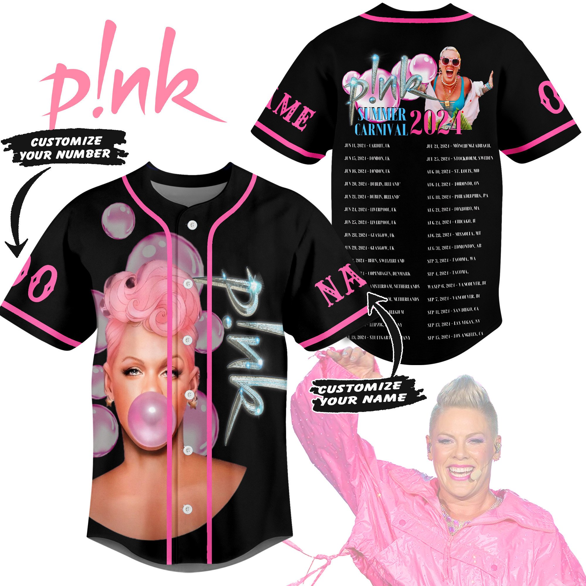 Pink Baseball Jersey For Fans