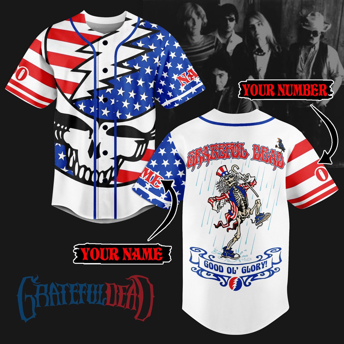 Grateful Dead Baseball Jersey For Fans