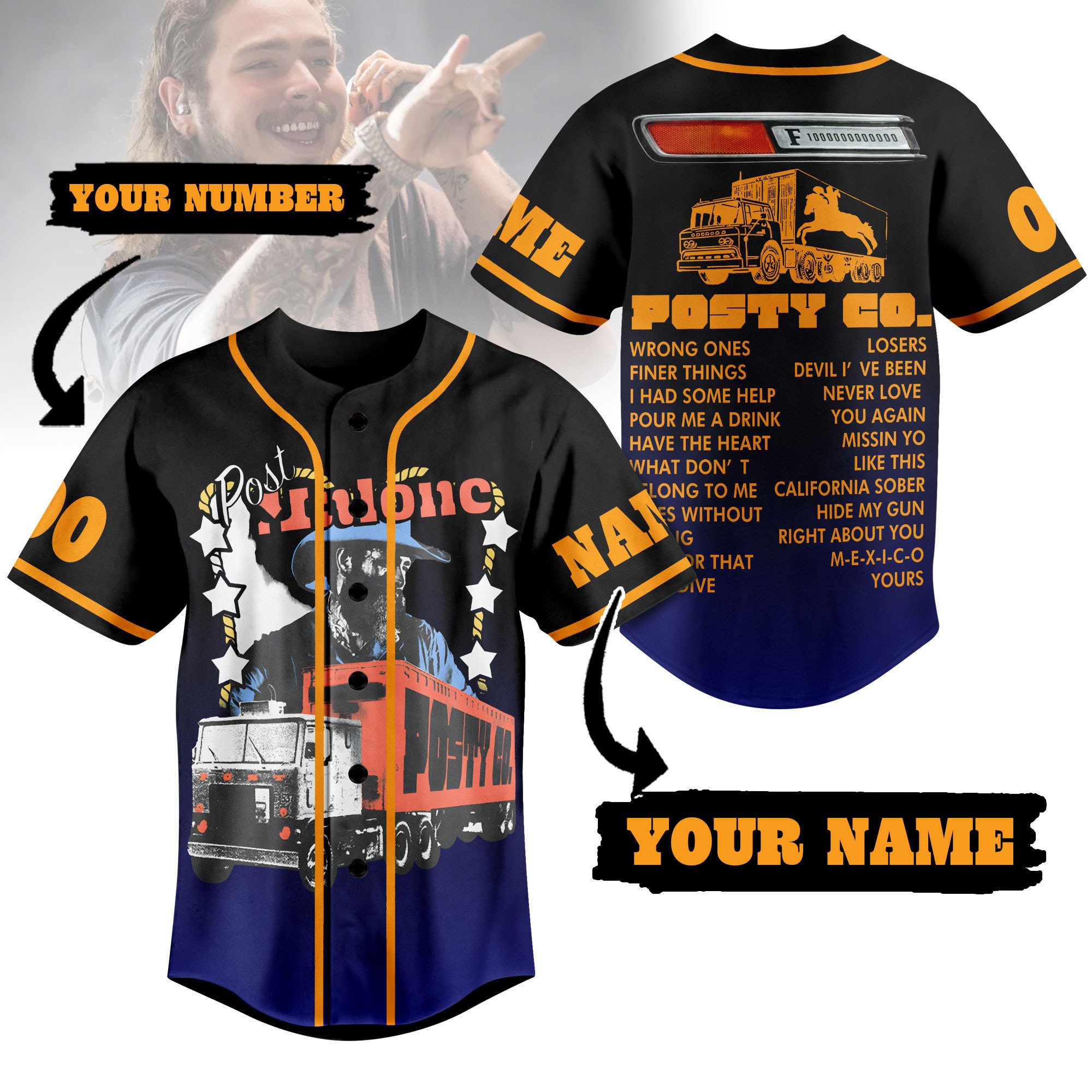 Post Malone Baseball Jersey For Fans