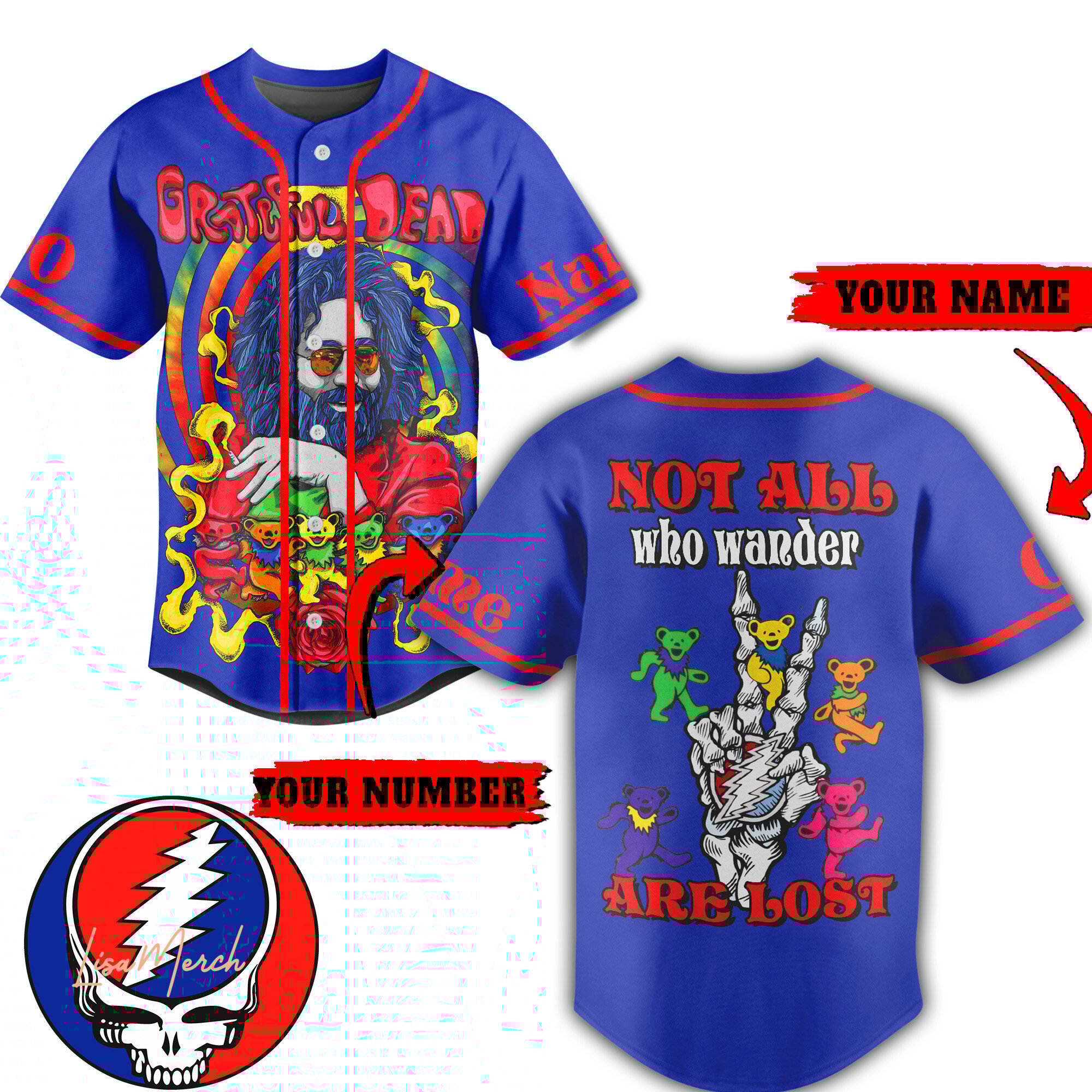 Grateful Dead Baseball Jersey For Fans
