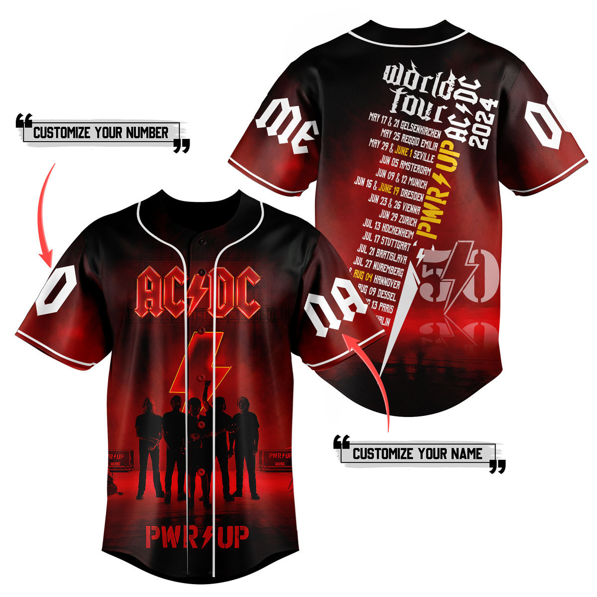 Ac/Dc Baseball Jersey For Fans