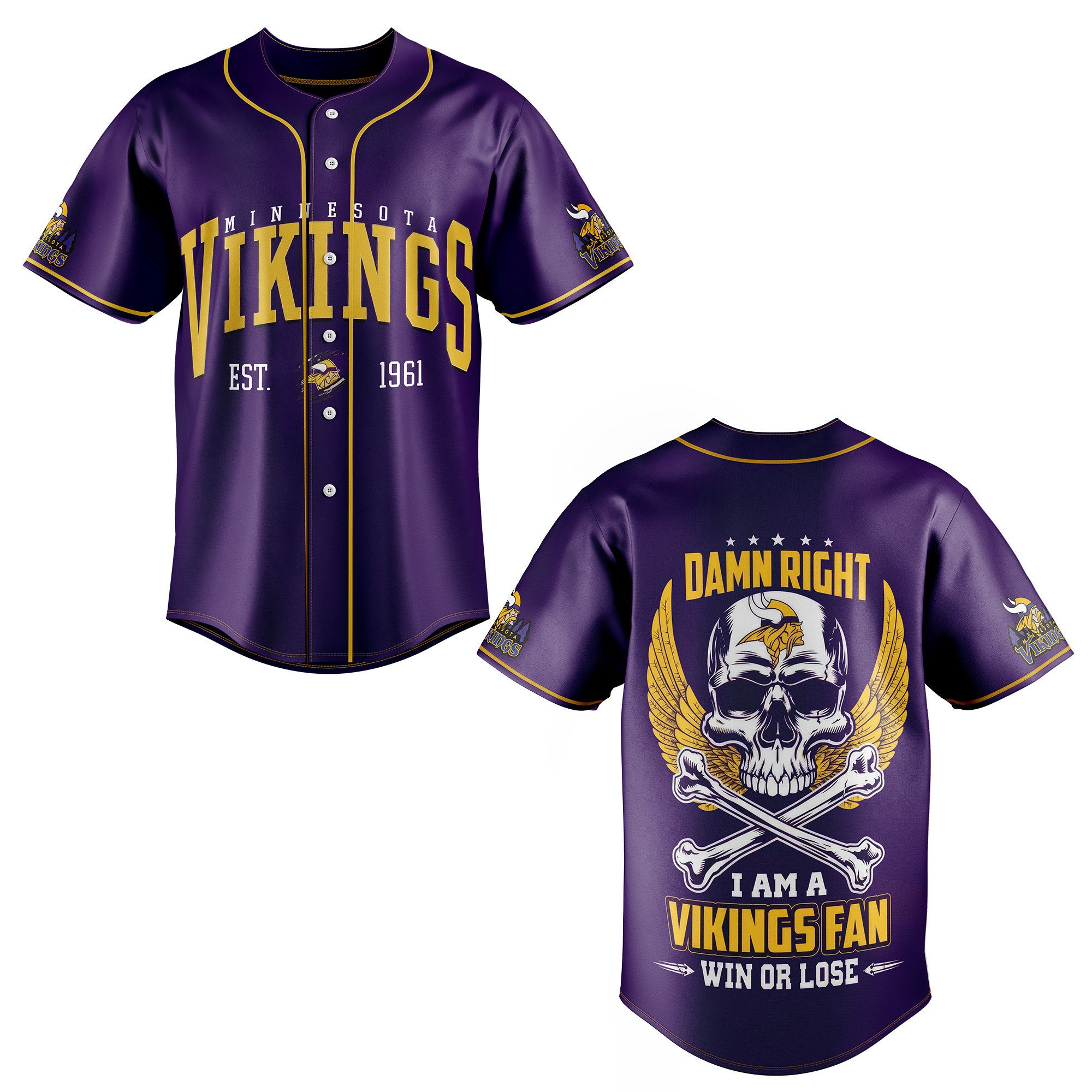Minnesota Vikings Baseball Jersey For Fans