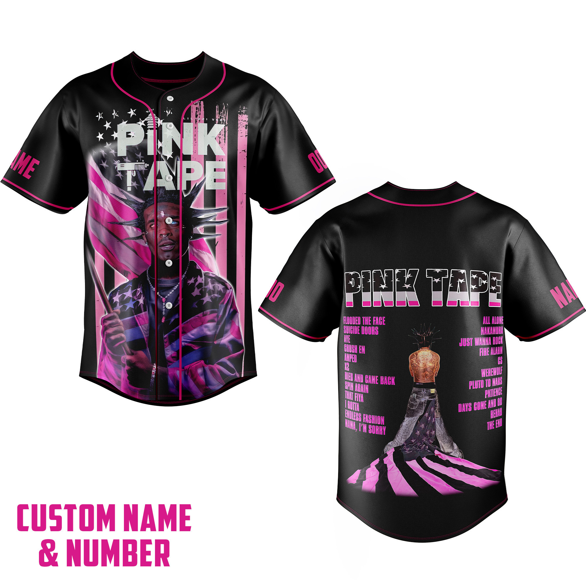 Pink Tape Baseball Jersey For Fans
