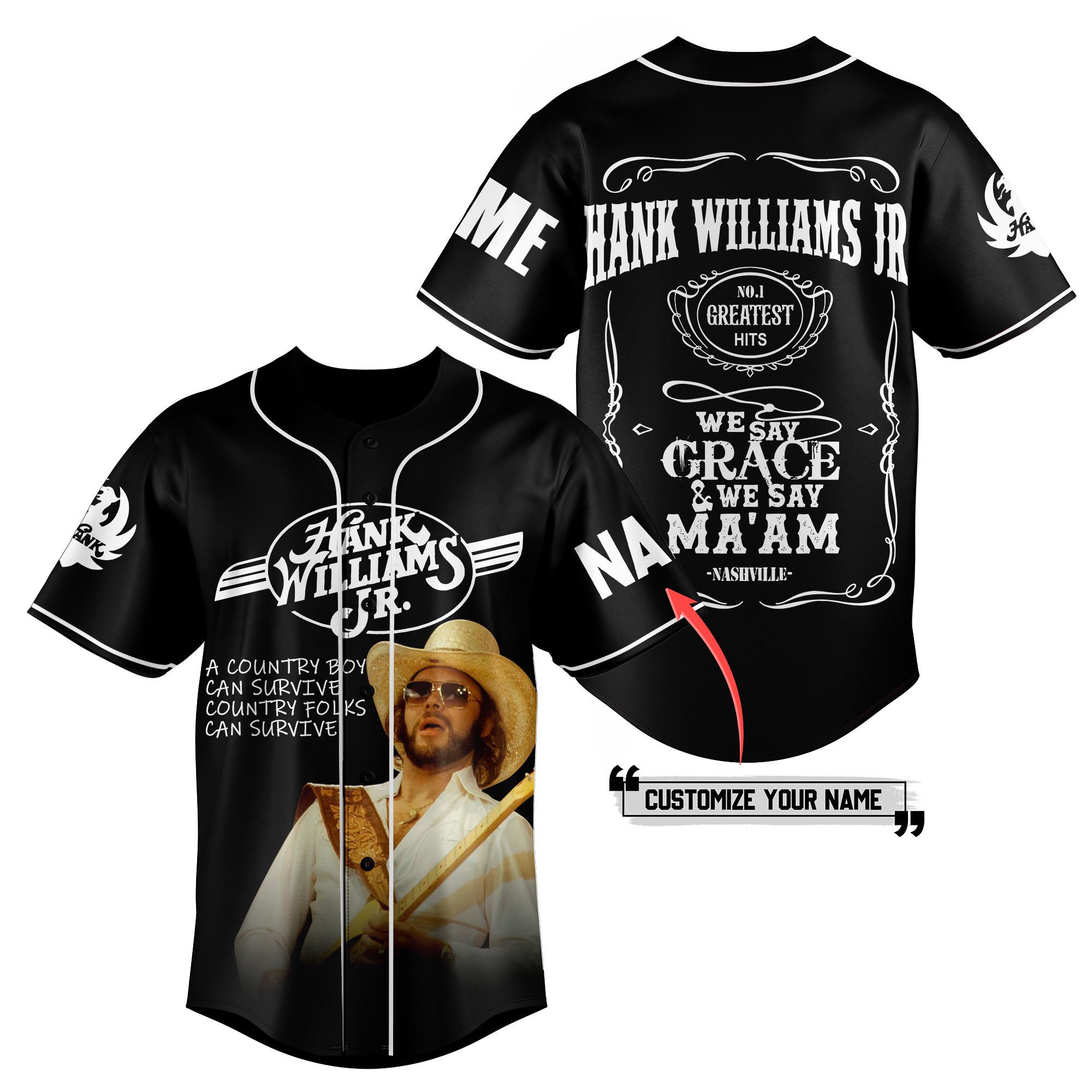 Hank Williams Jr Baseball Jersey For Fans