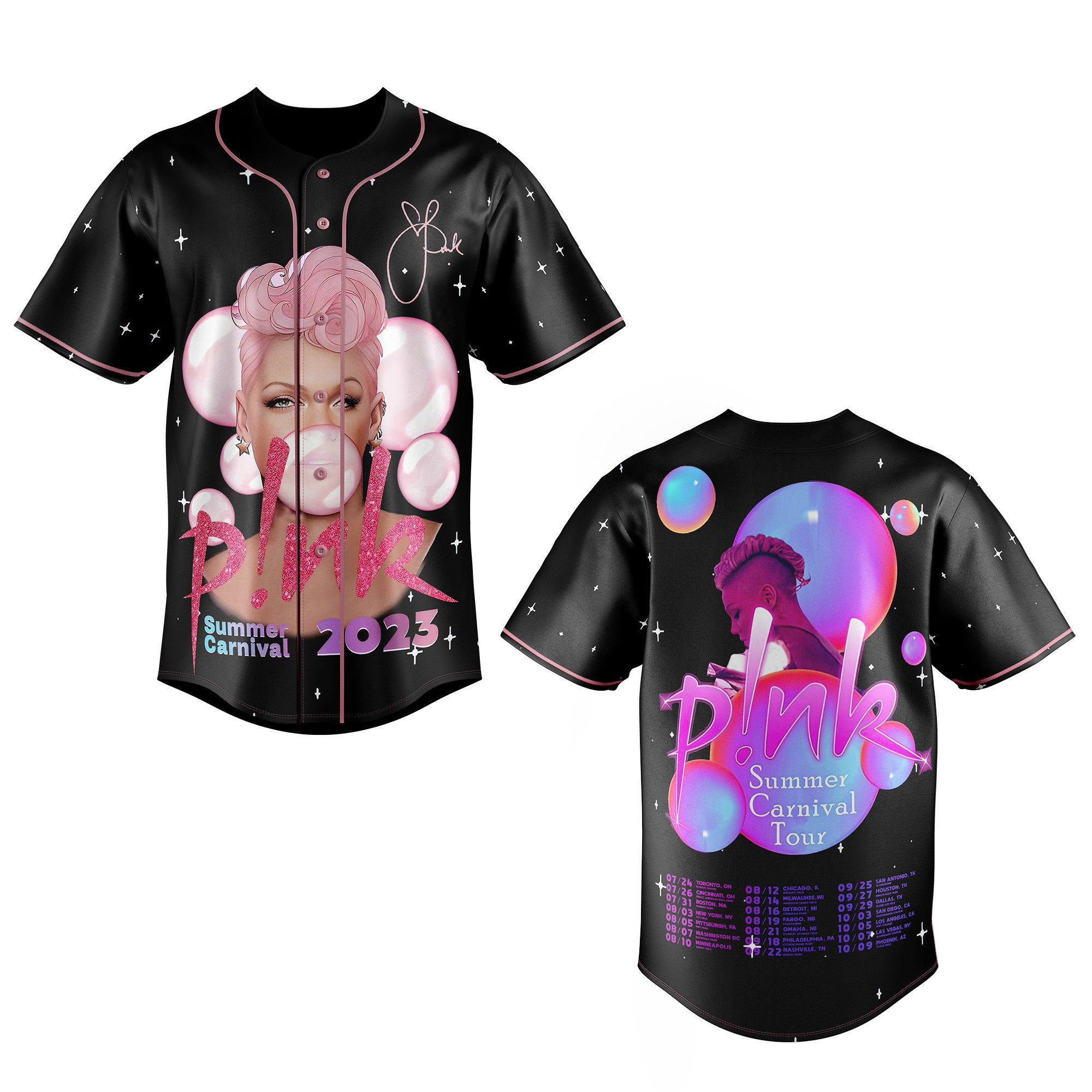 Pink Summer Carnival Baseball Jersey For Fans