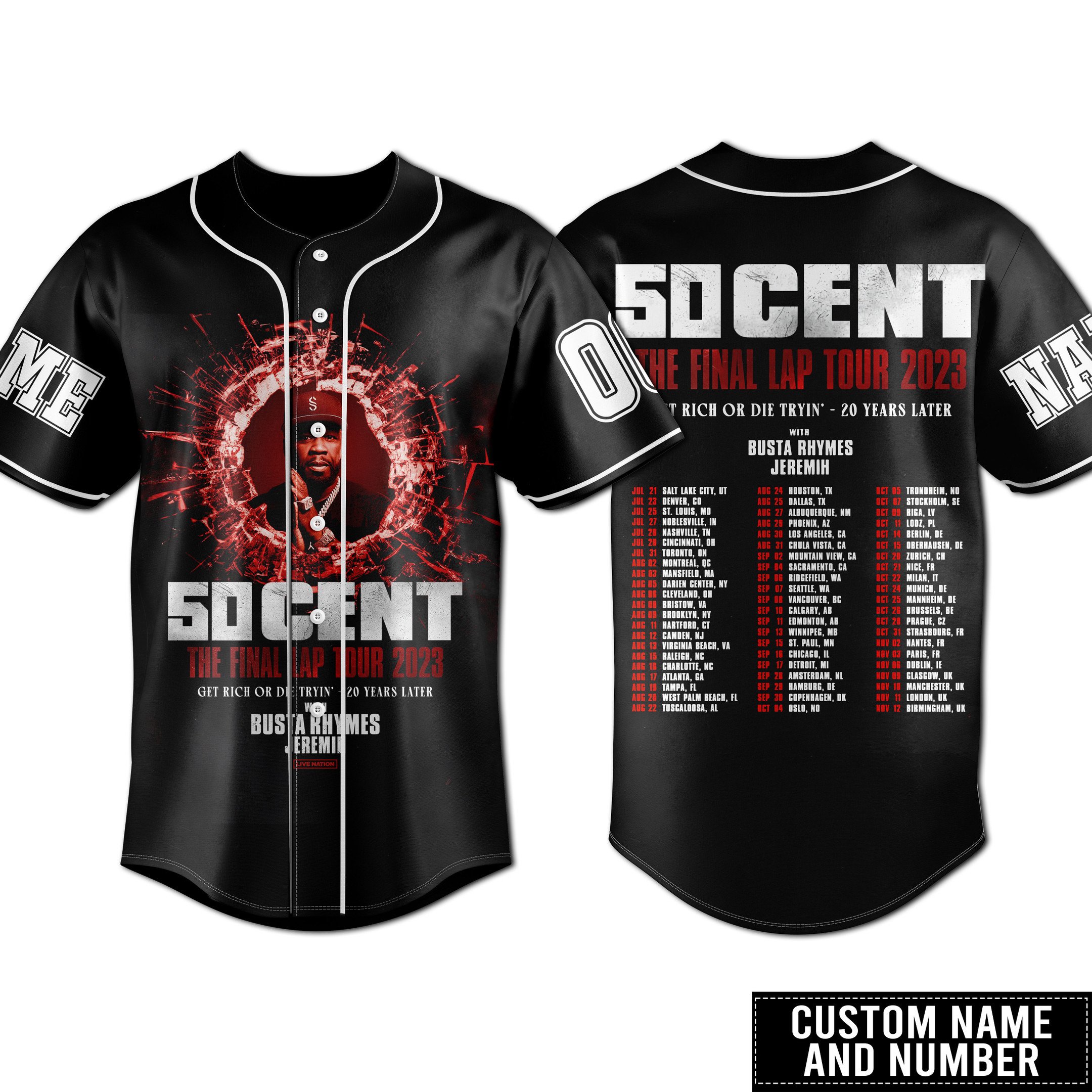 50 Cent Baseball Jersey For Fans