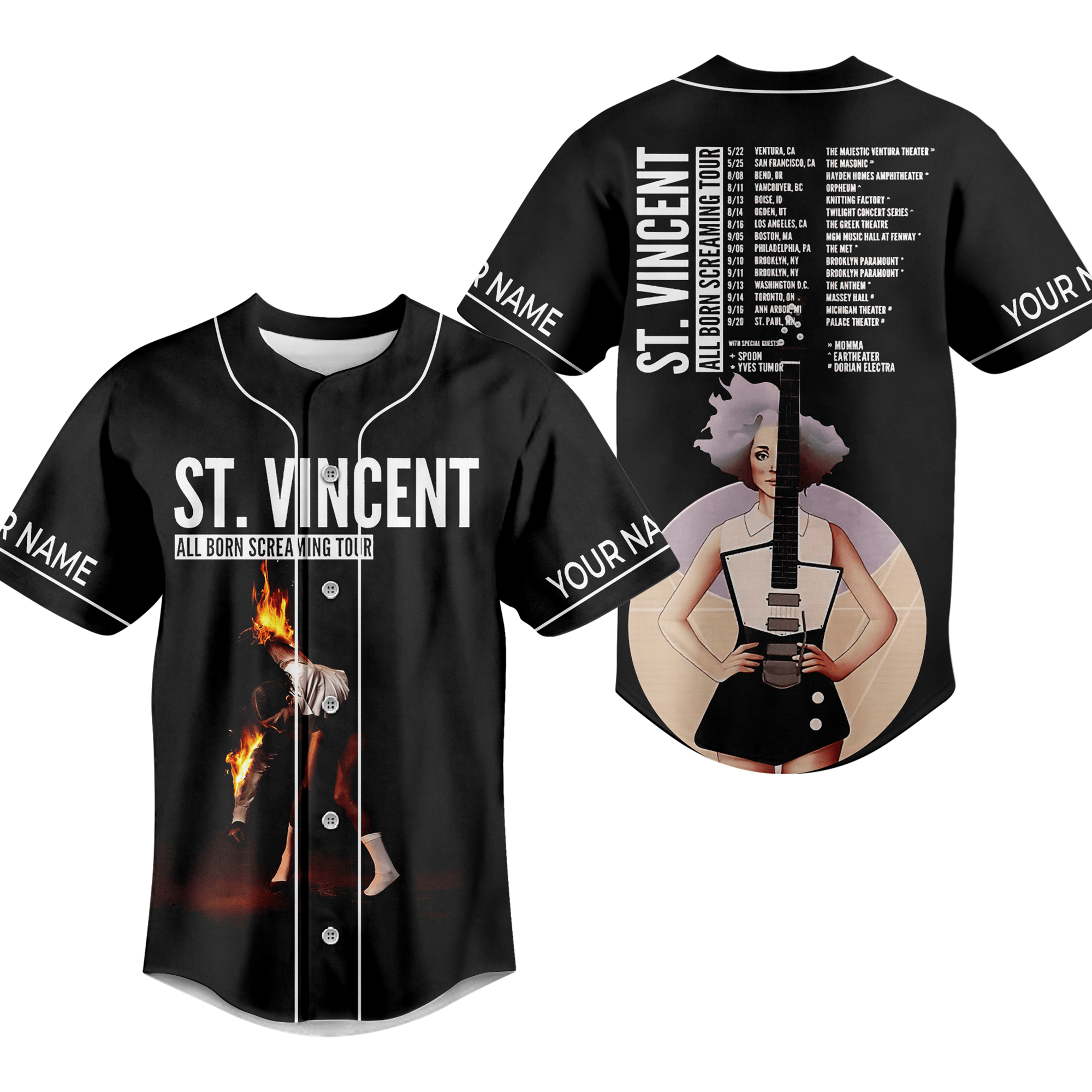 St. Vincent All Born Screaming Tour Baseball Jersey For Fans