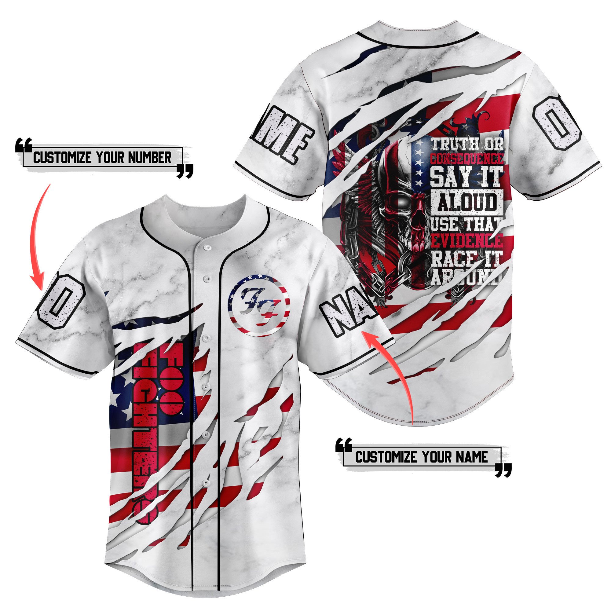 Foo Fighters Baseball Jersey For Fans